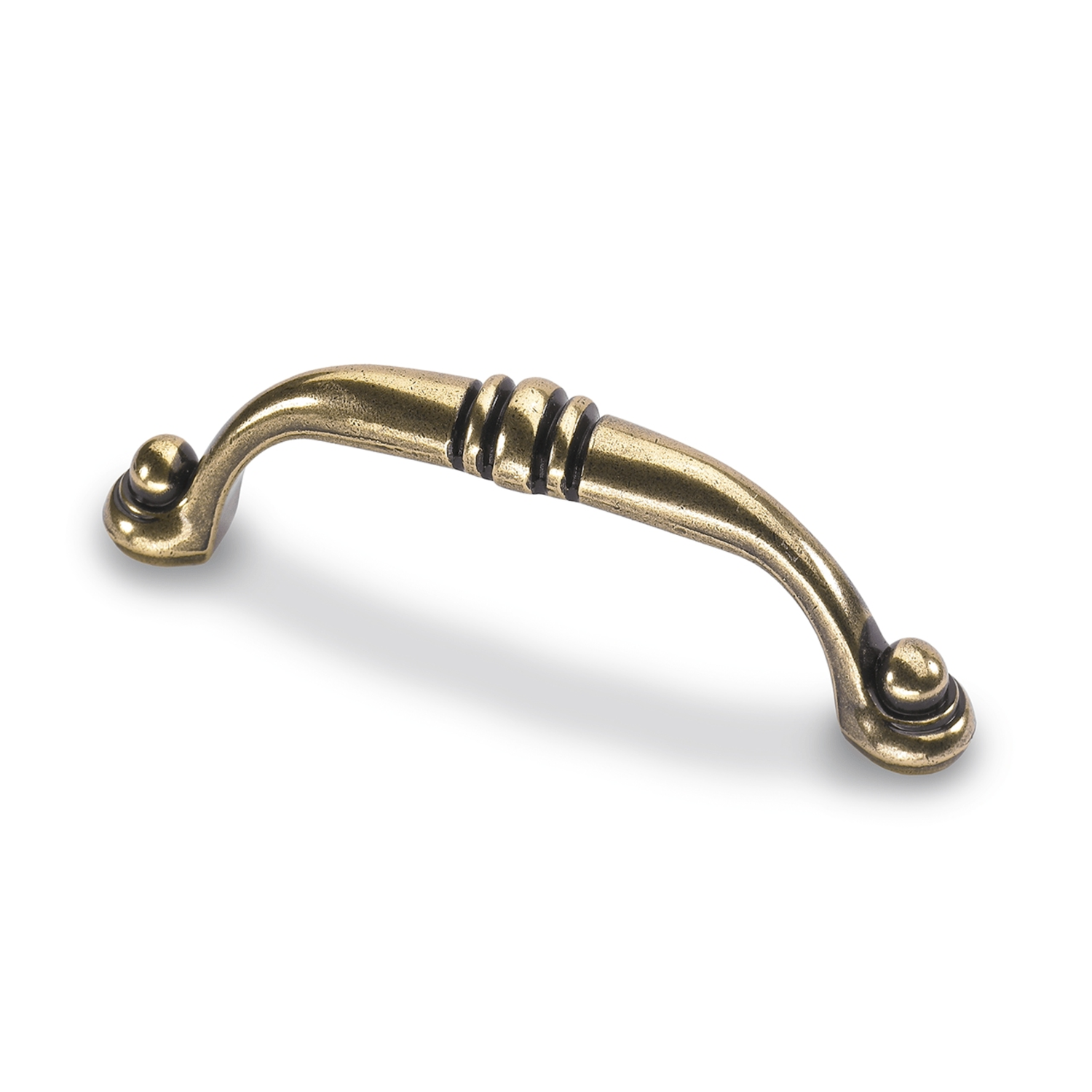 Poignée Alberta, entraxe de perçages 96, L 110 mm, B 14 mm, H 28 mm, aspect laiton antique