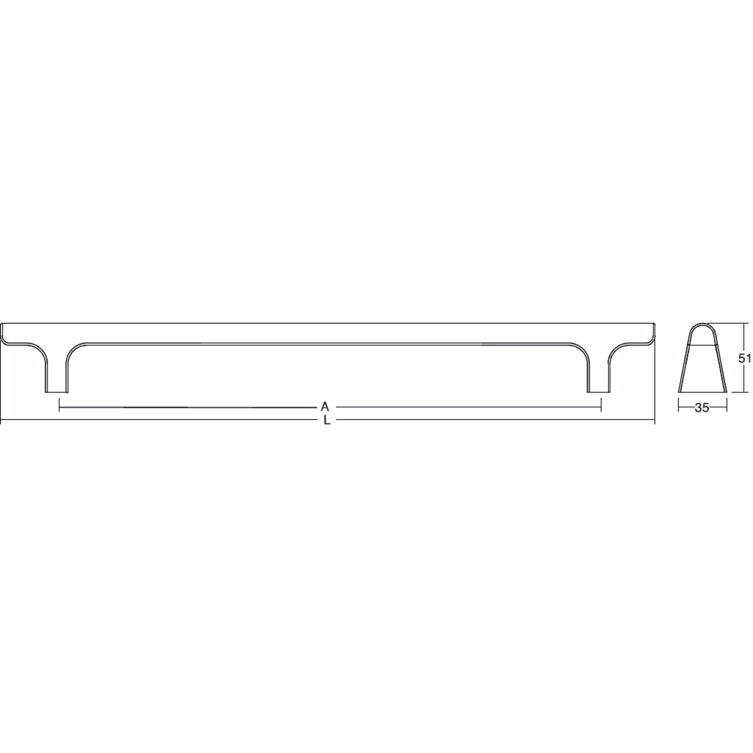 Poignée HINOKI BIG BA416 L500 aluminium brossé noir