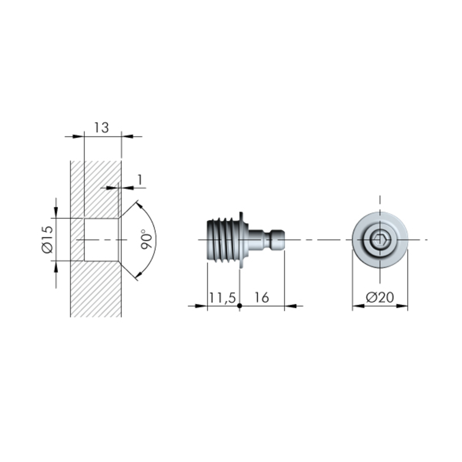 Fixation latérale K12 - encastré 