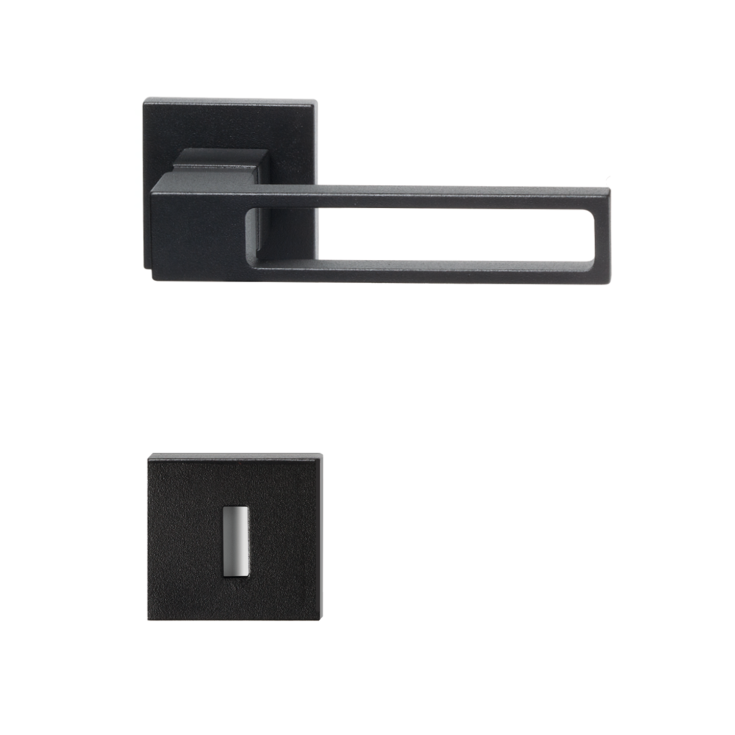 Quincalux poig porte (1 pr) 702-00 noir s/s rosace  