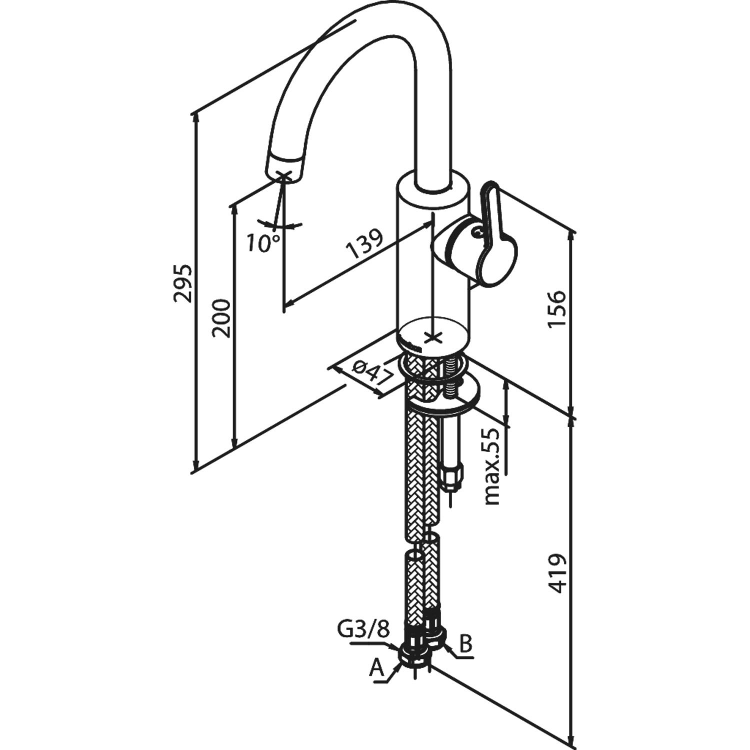 Damixa silhouet c pr lavabo medium messing brossé 
