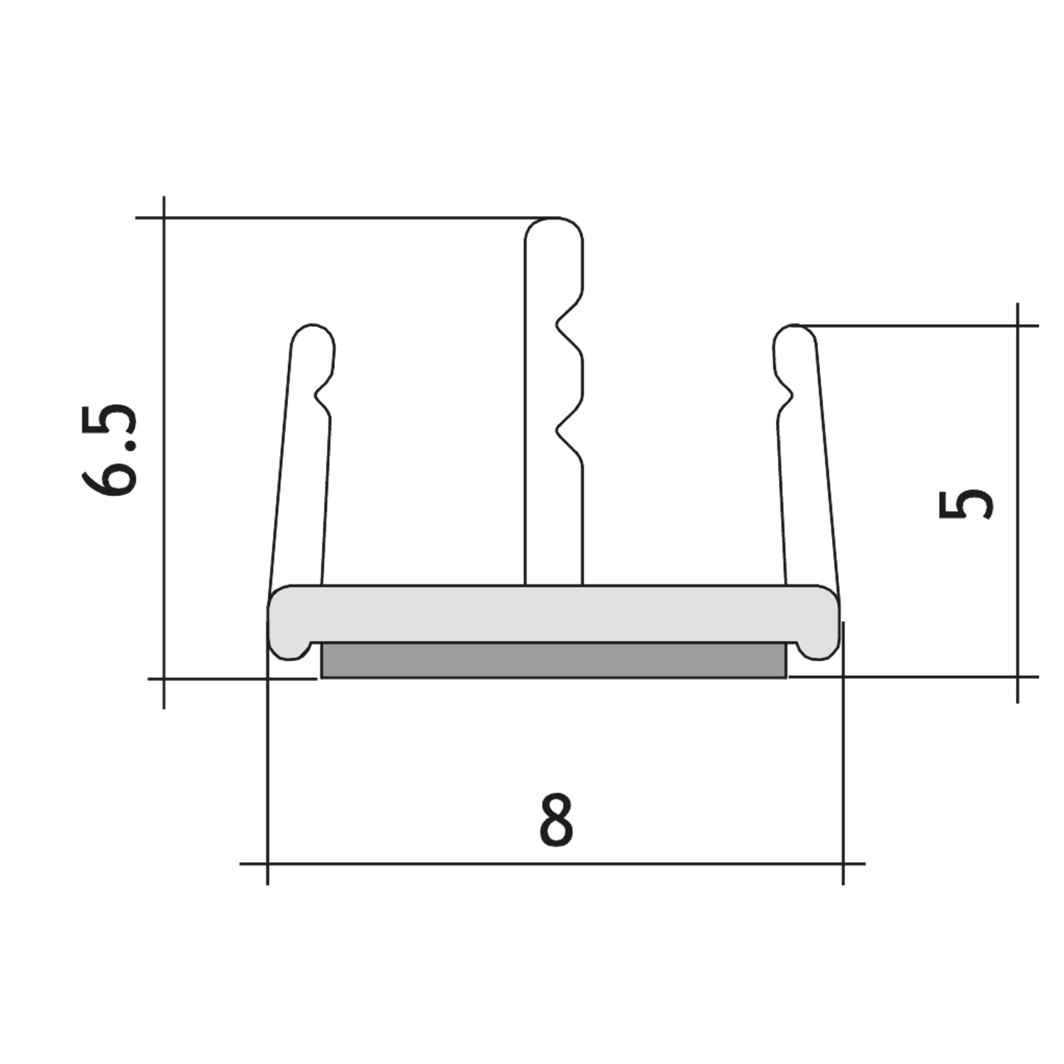Zelfklevende dichting GLASS LIP, voor 8/13.5 mm glas, B8 L3000, transparant