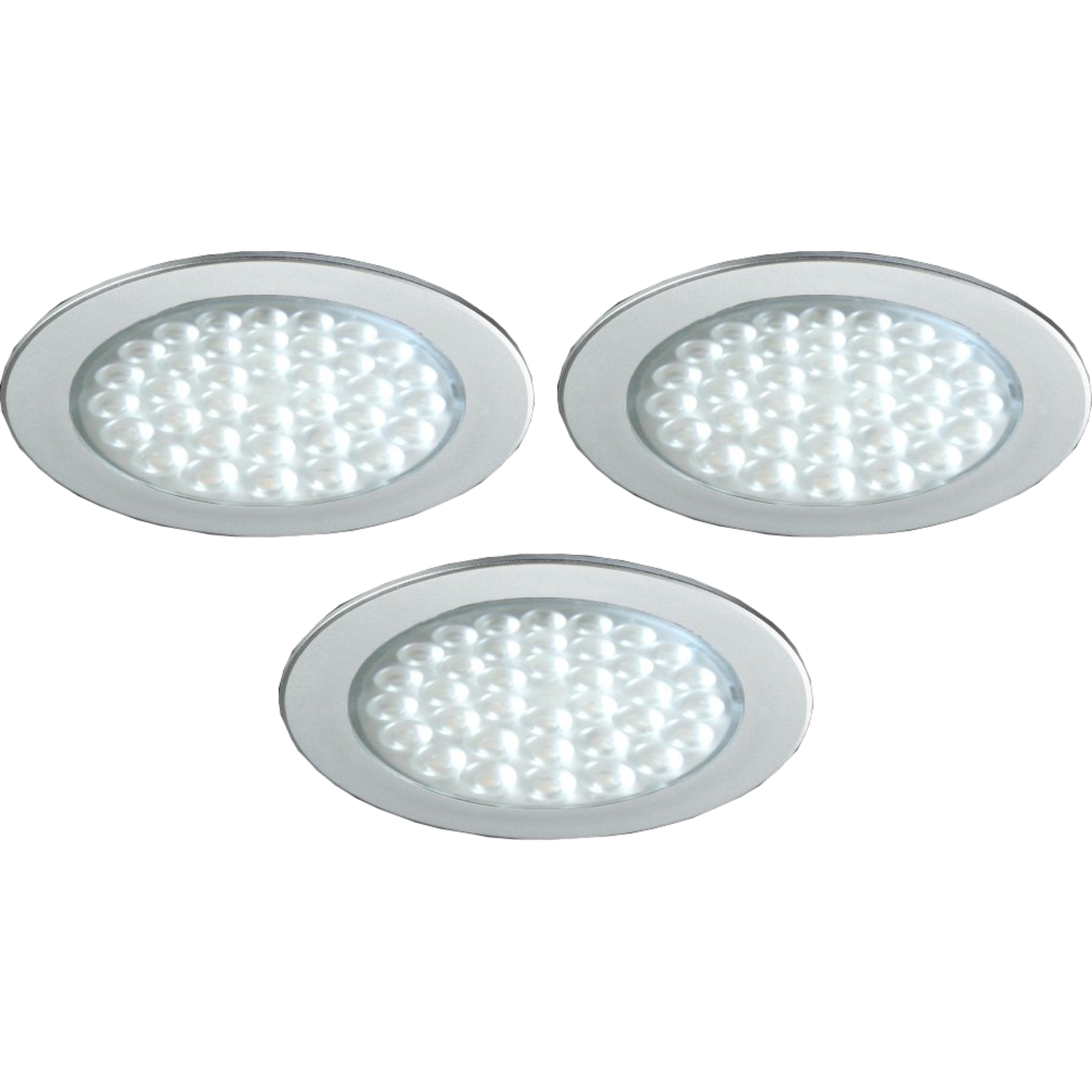 Hera set 3 x r-68 led 2.5W 24V 3000K RVS-look+ transfo led 15W