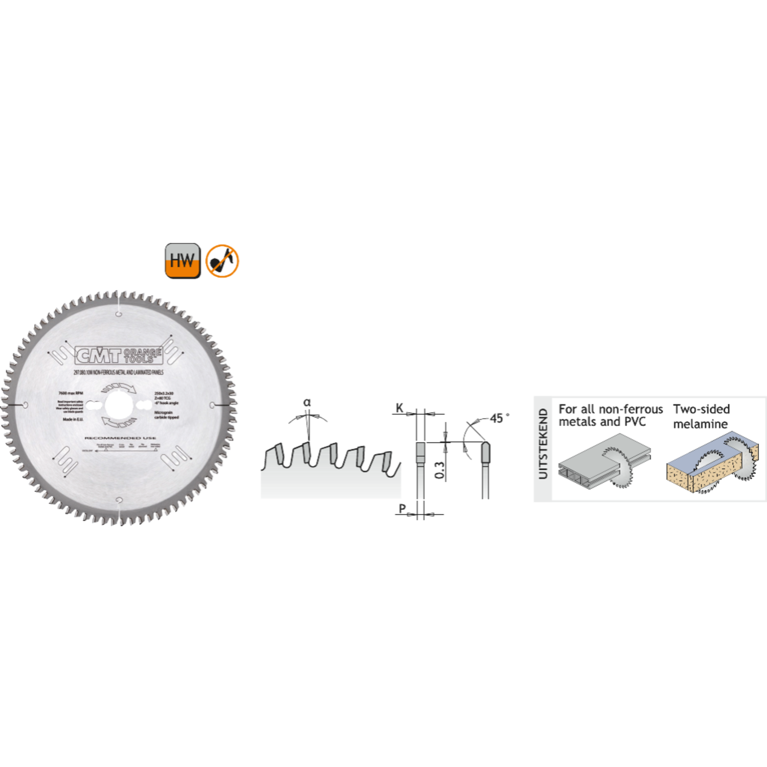 Lames pr mét.nonfer./laminés industriel  d=235f=ø30k=2.8p=2.2z48<°=-6°neg q=hw