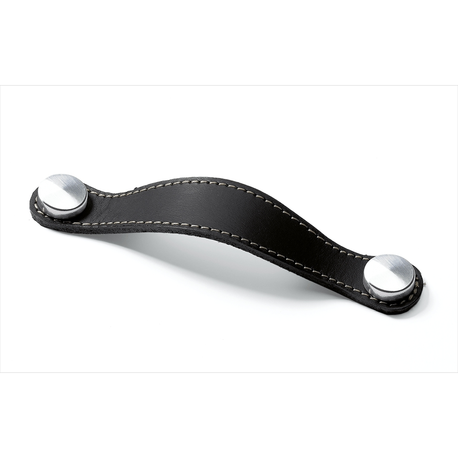 Poignée Gela, entraxe de perçages 128, L 150 mm, B 26 mm, H 3 mm, cuir noir