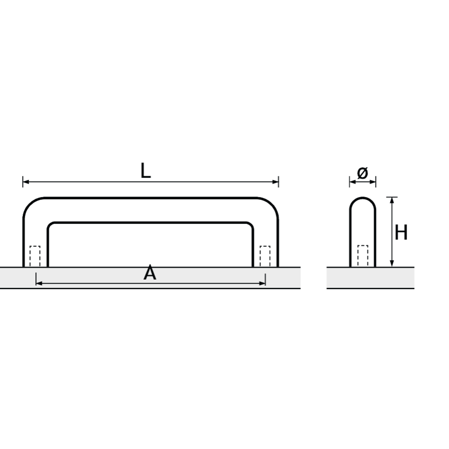 Poignée Asopus, entraxe de perçages 480, L 492 mm, H 40 mm, ø 12 mm, Inox brossé