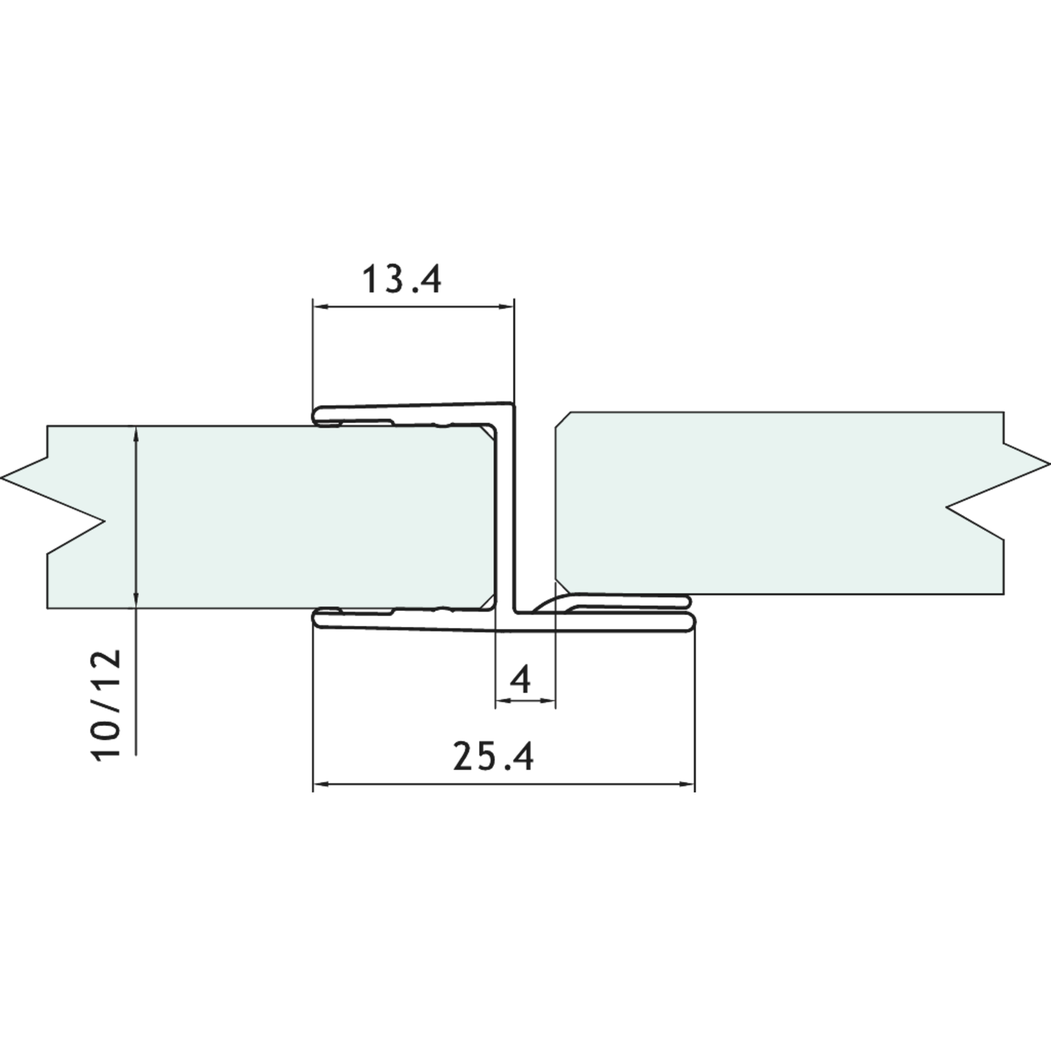 Joint avec butee en h l2200mm pour verres 10/12 mm 