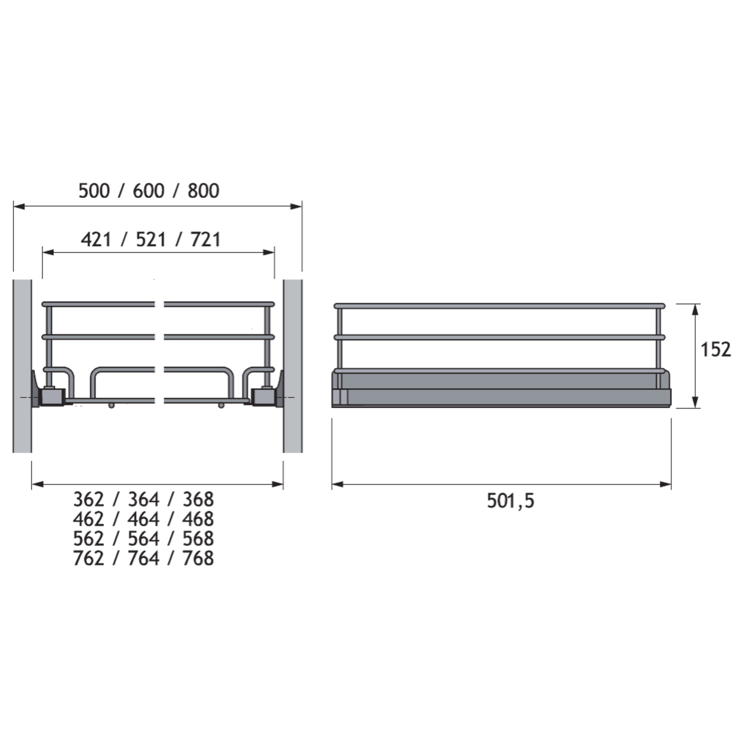 Exclusiv panier extensible c.500mm blanc SoftClose  