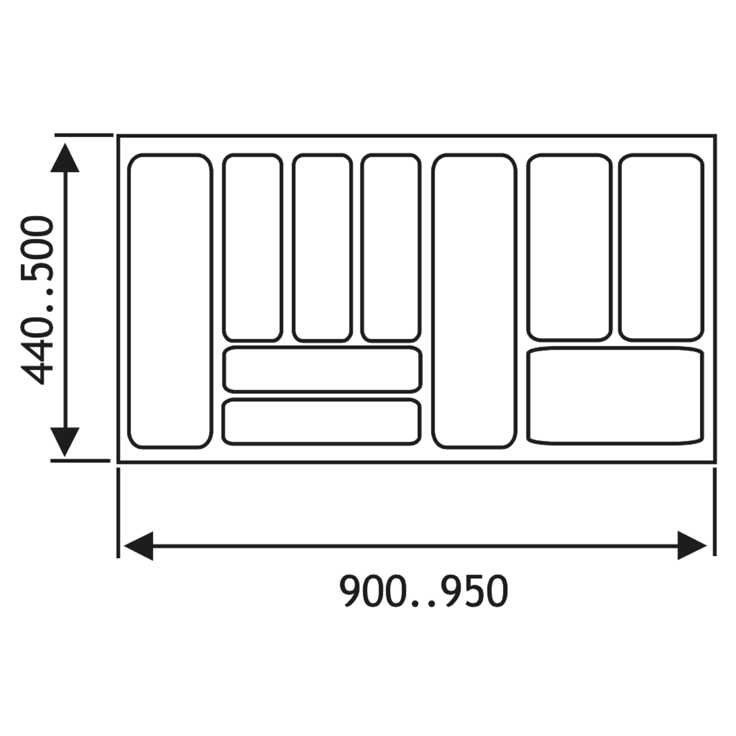 Inleglade k.100 cm alu grijs b901-950 d440-500 mm