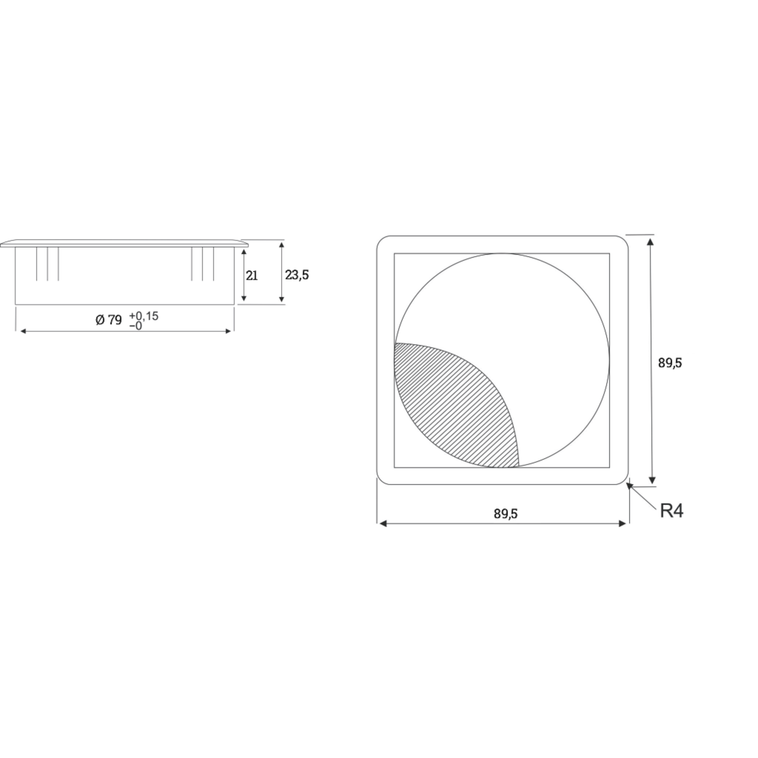 Kabeldoorvoer Exit Q zamak zwart 90x90mm