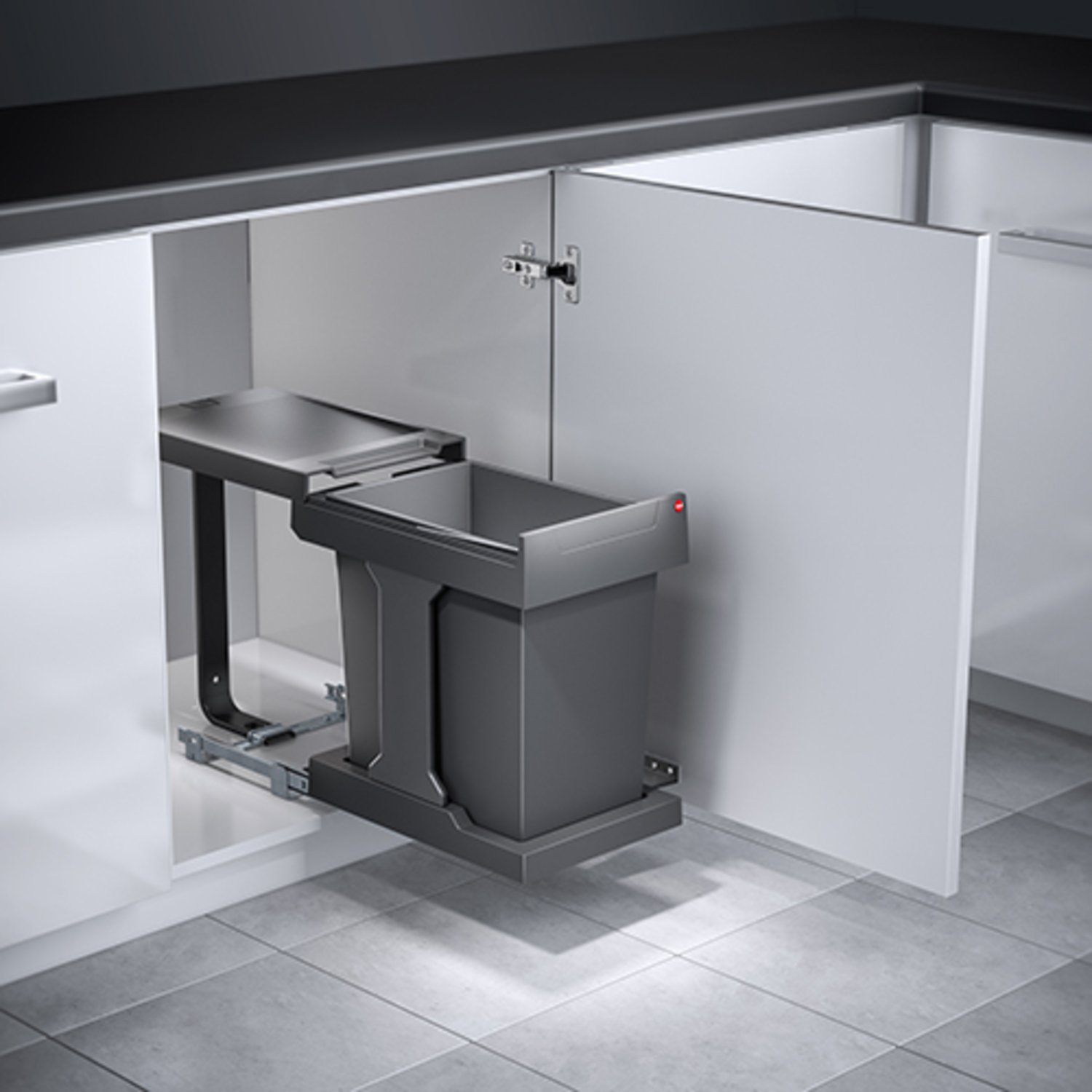 Poubelle hailo solo anthracite 20l avec emporteur 