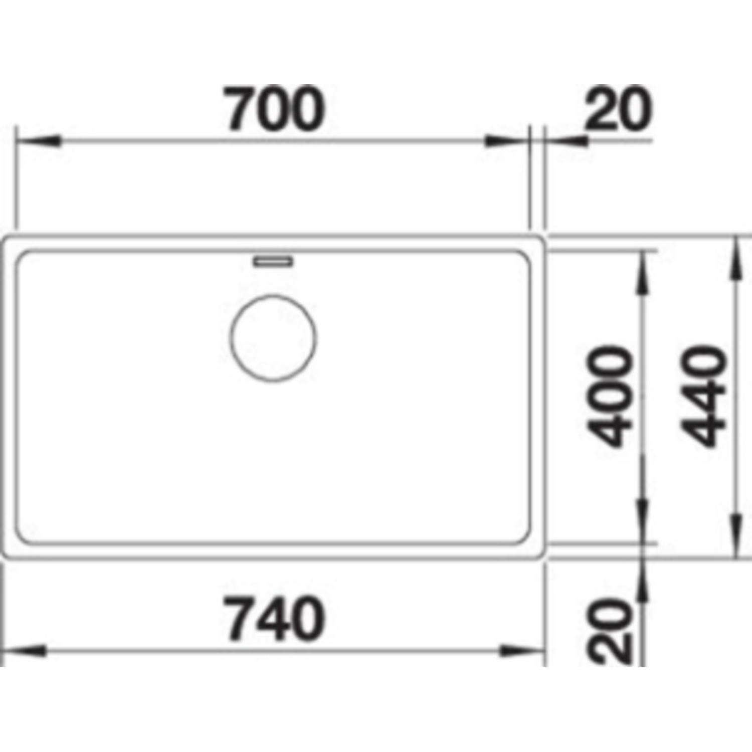 Blanco spoeltafel andano 700-if man.