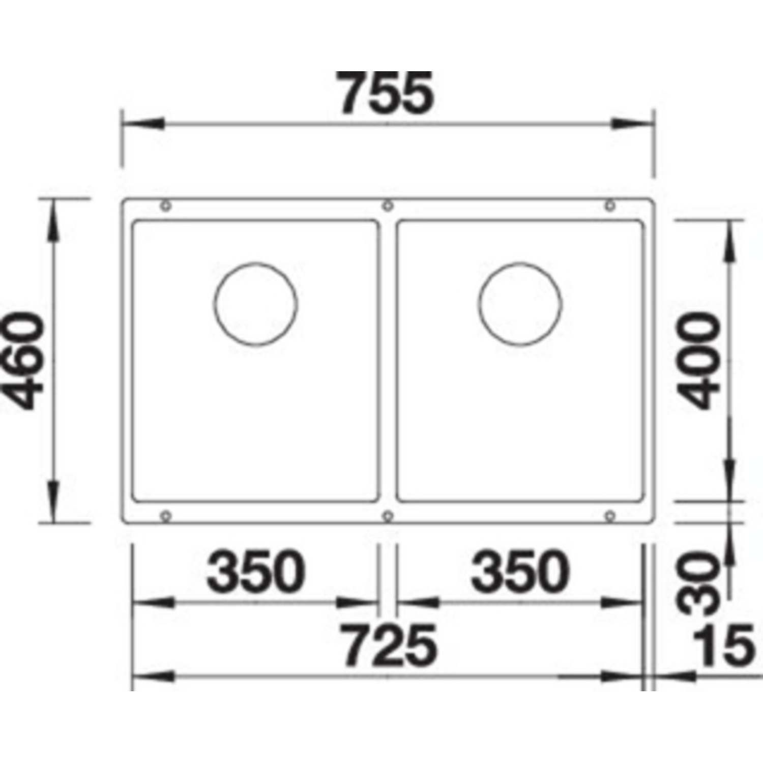 Subline spoeltafel 350/350-U zwart manueel
