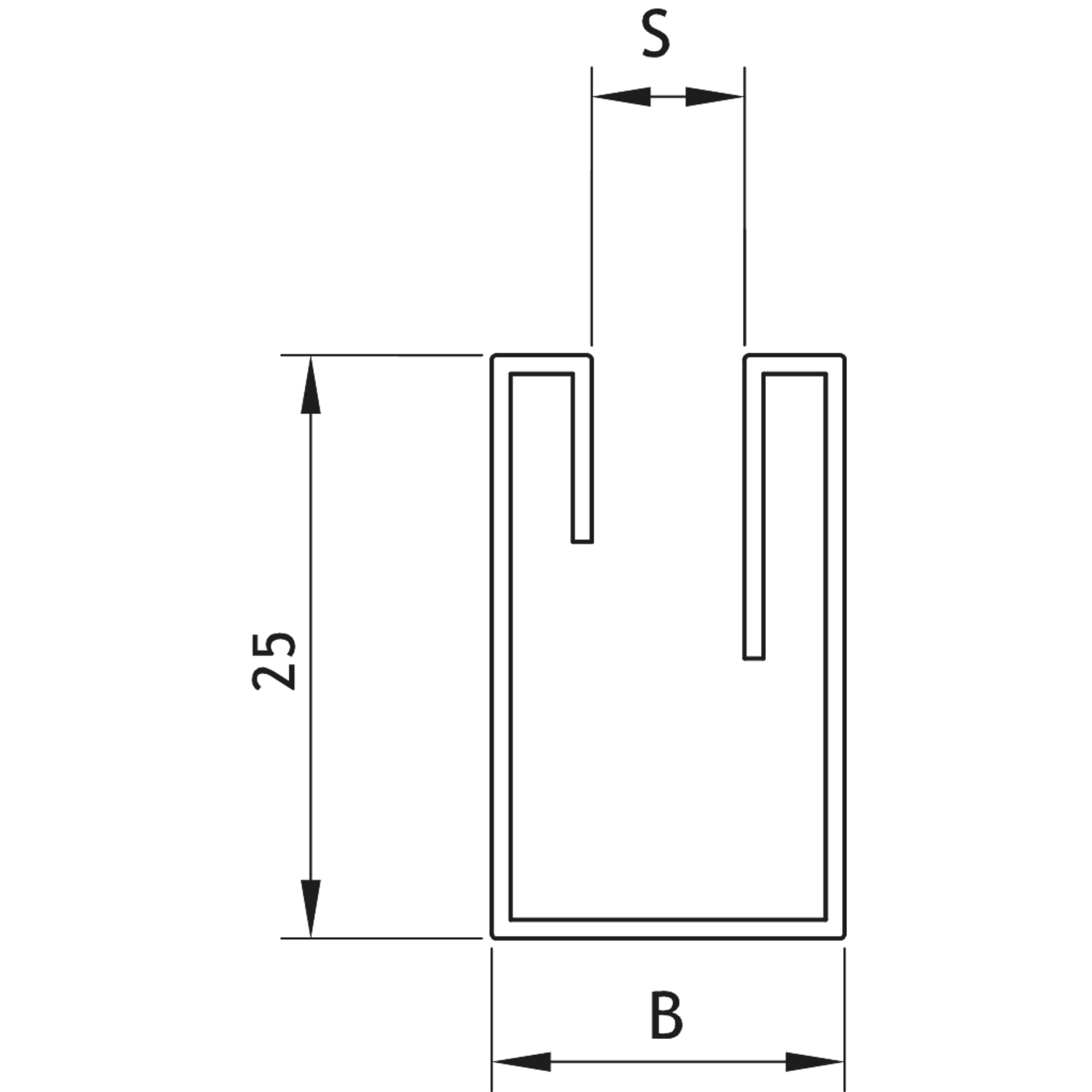 U-profiel met afgeronde rand MIRROR, voor 10 mm glas, B19.5 H25 L3000, mirror