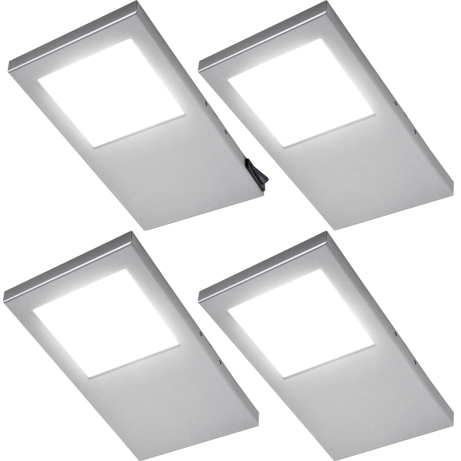 Tadeo XL led-Set 4 x 5.4w 12V 4000K RVS+schakelaar