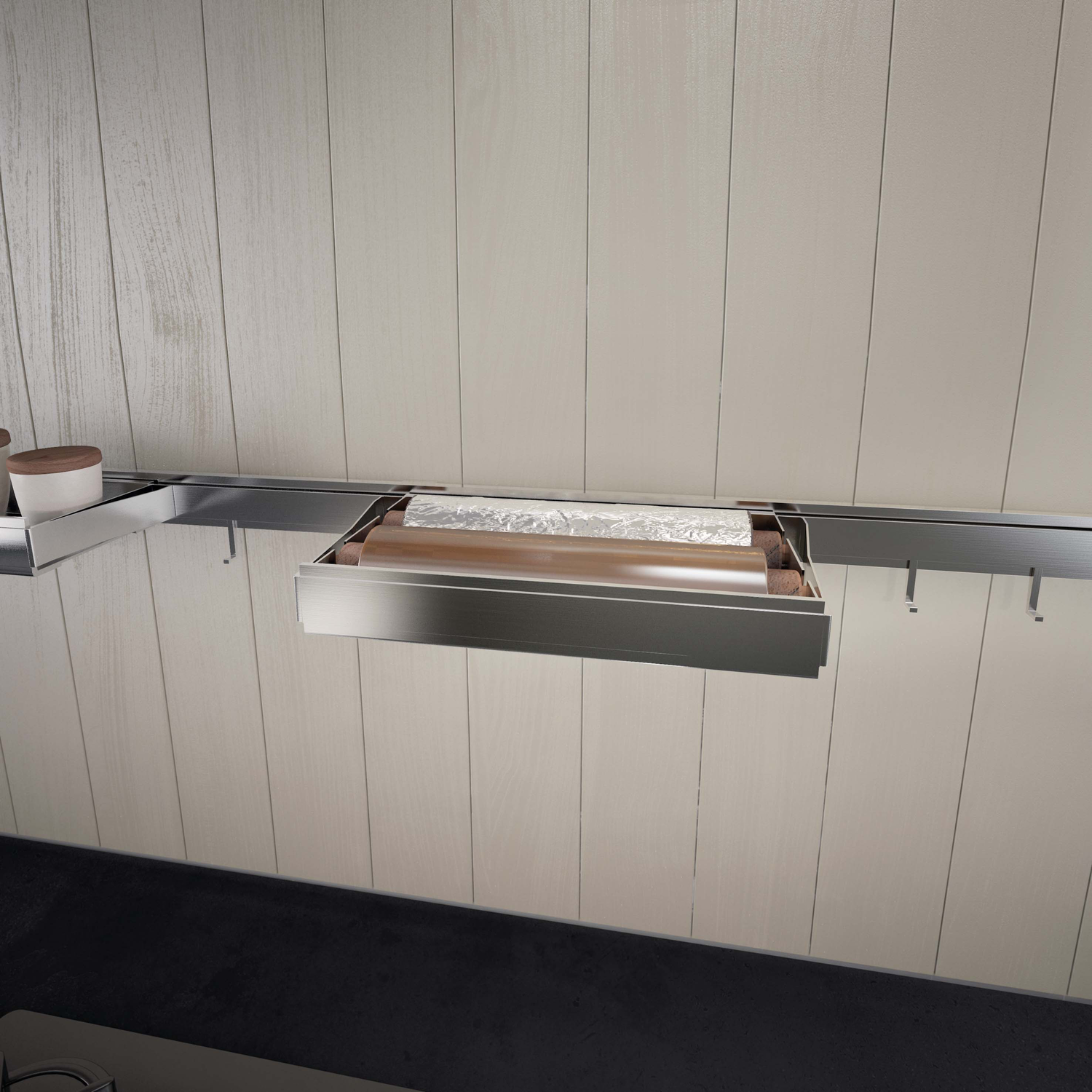 Wing foliehouder rvs look/hout 380x110x42