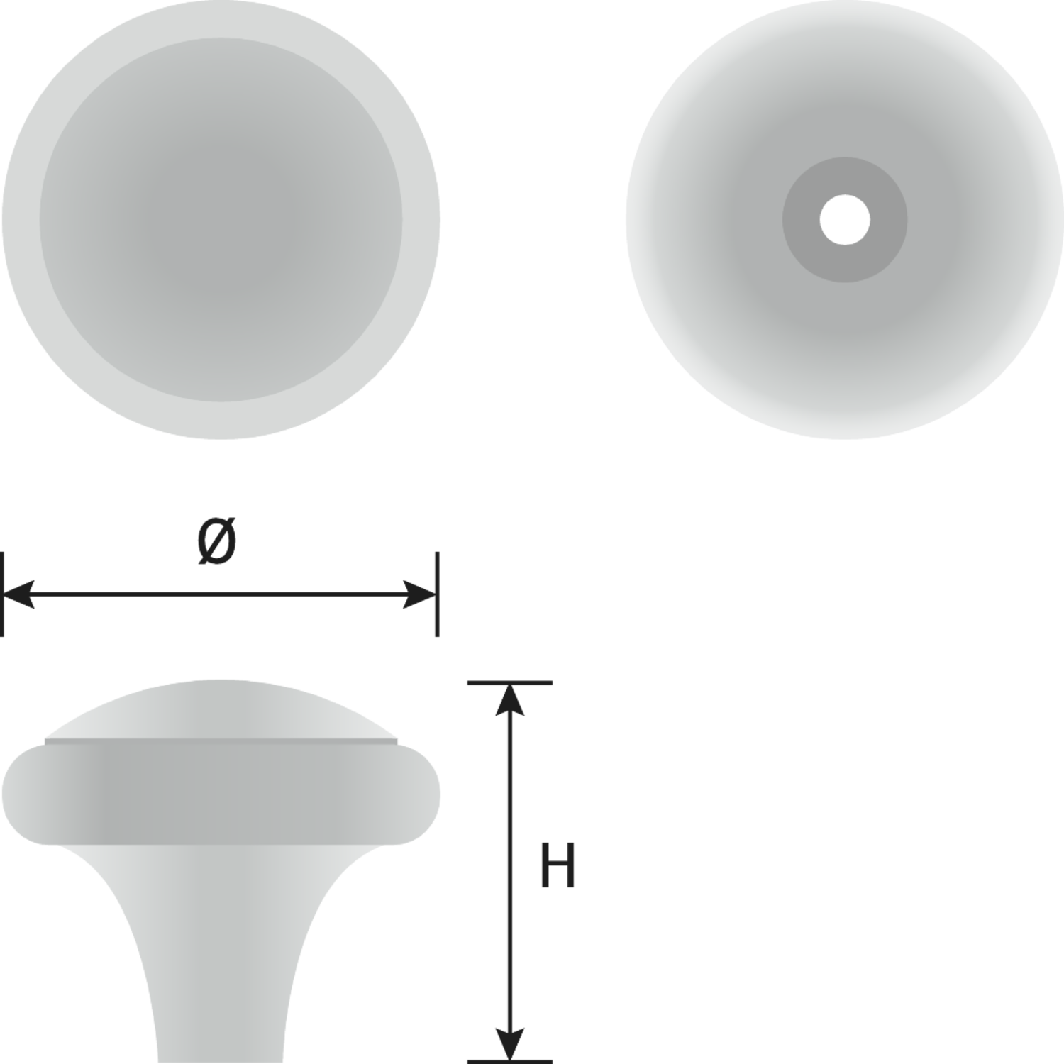 Bouton snowdon fonte couleur fer d34mm 