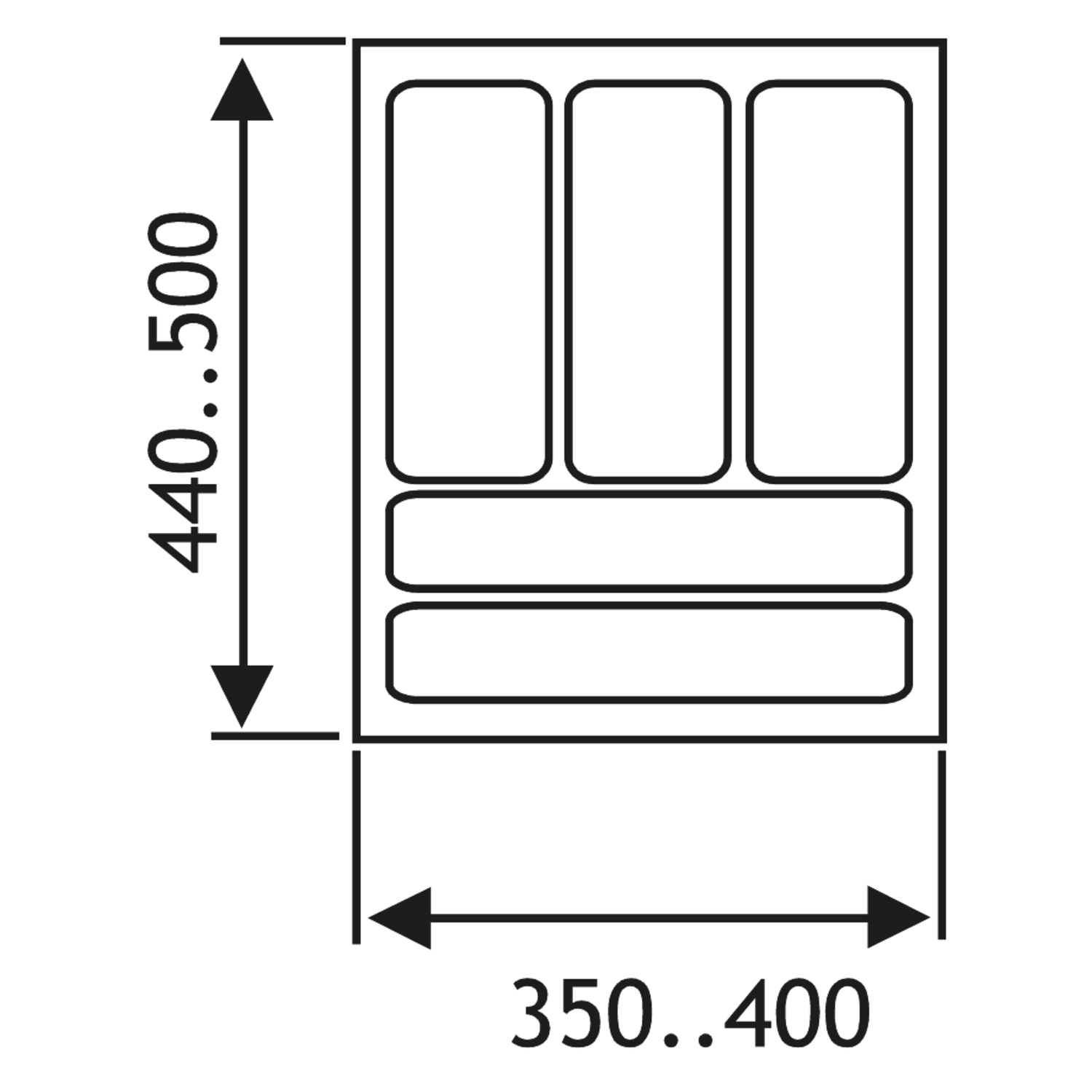 Inleglade k.45 cm alu grijs b351-400 d440-500 mm