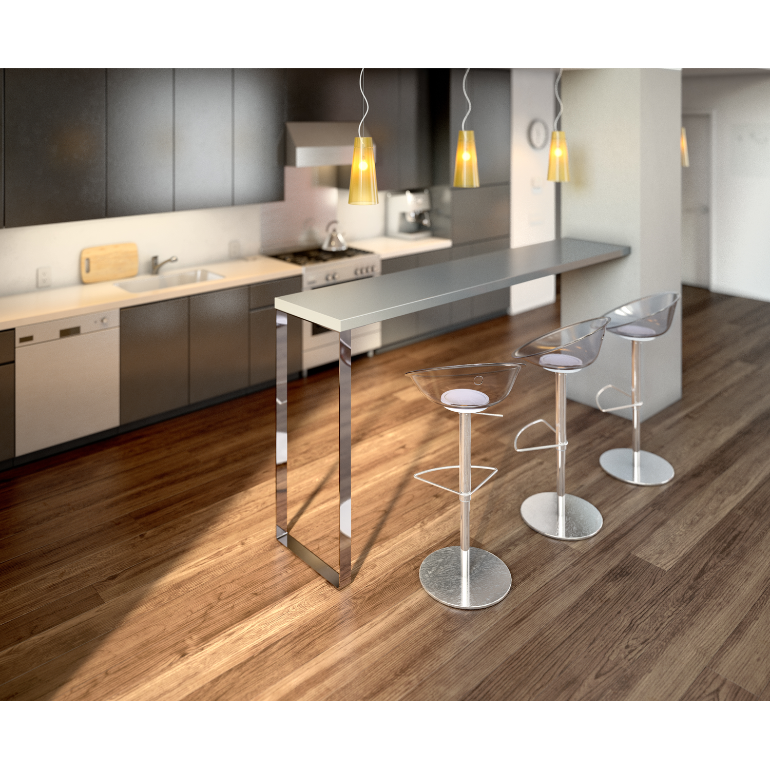 Pied u table bar chr. h=1110mm/l=490mm  