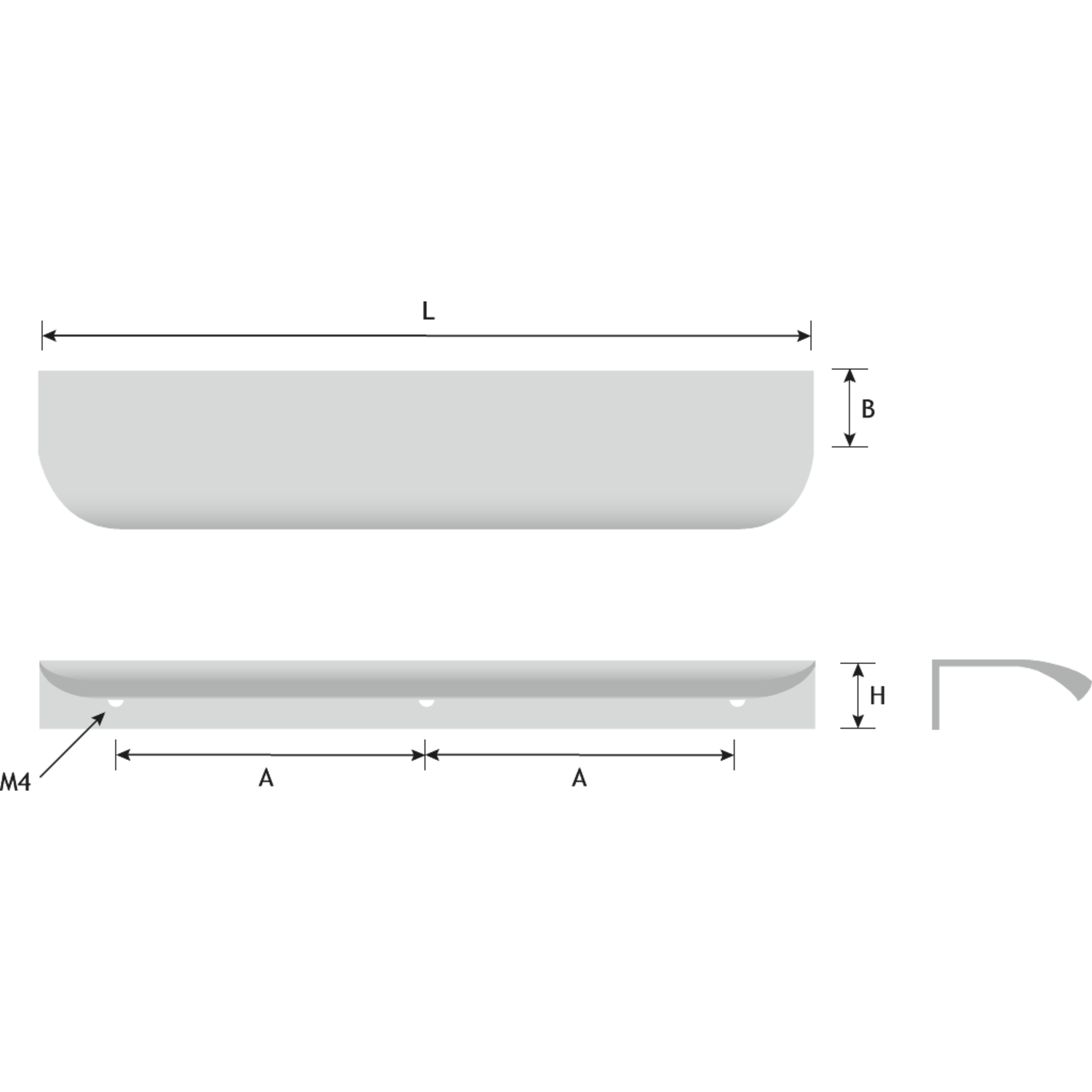Poignée edge round alu asp inox df 2x80mm L 200mm 
