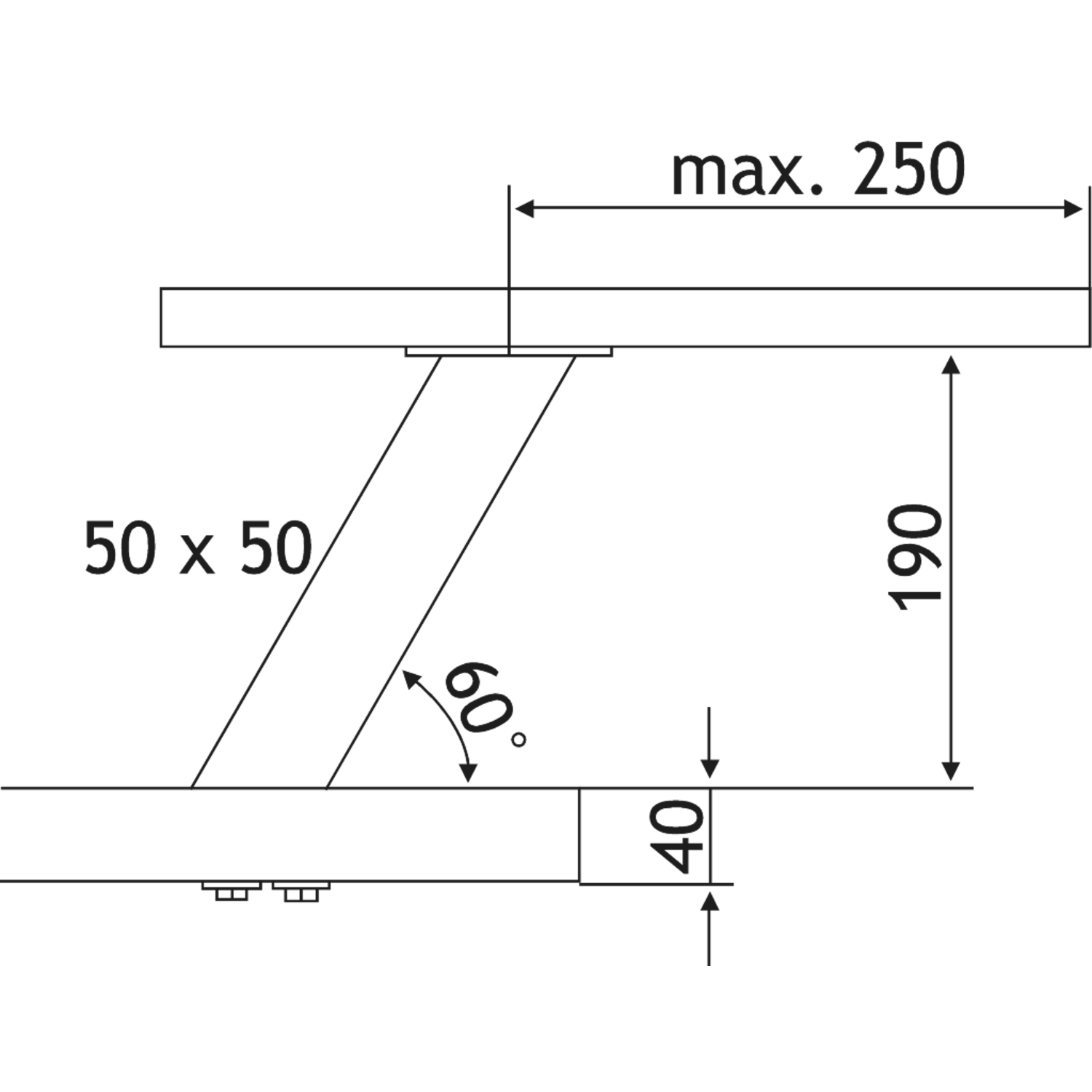 Barsteun capri schuin 50x50 alu
