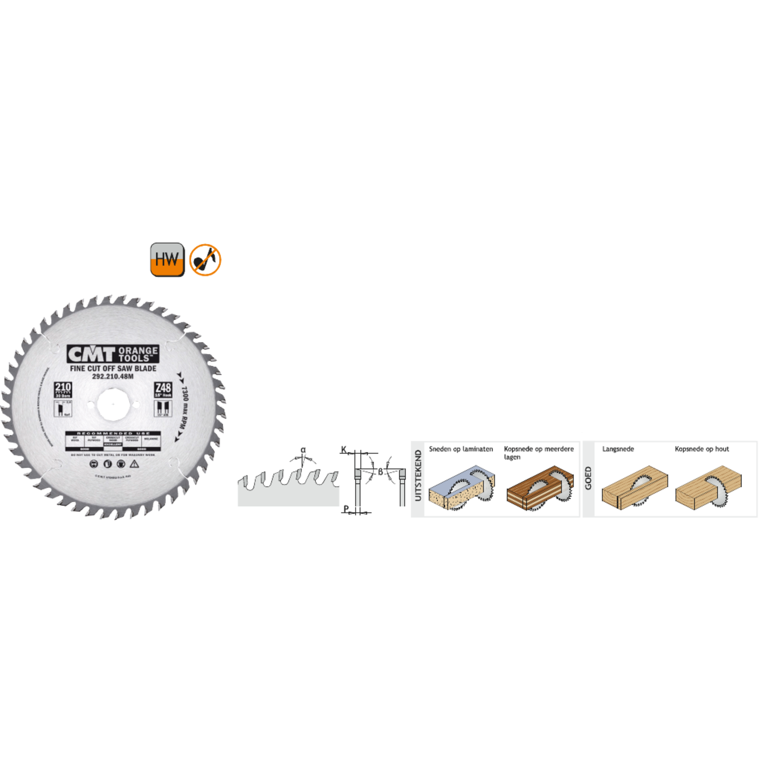 Afkortcirkelzaag voor draagbare machines d=160 f=ø20 k=2.6 p=1.6 z56 <°=15° q=hw