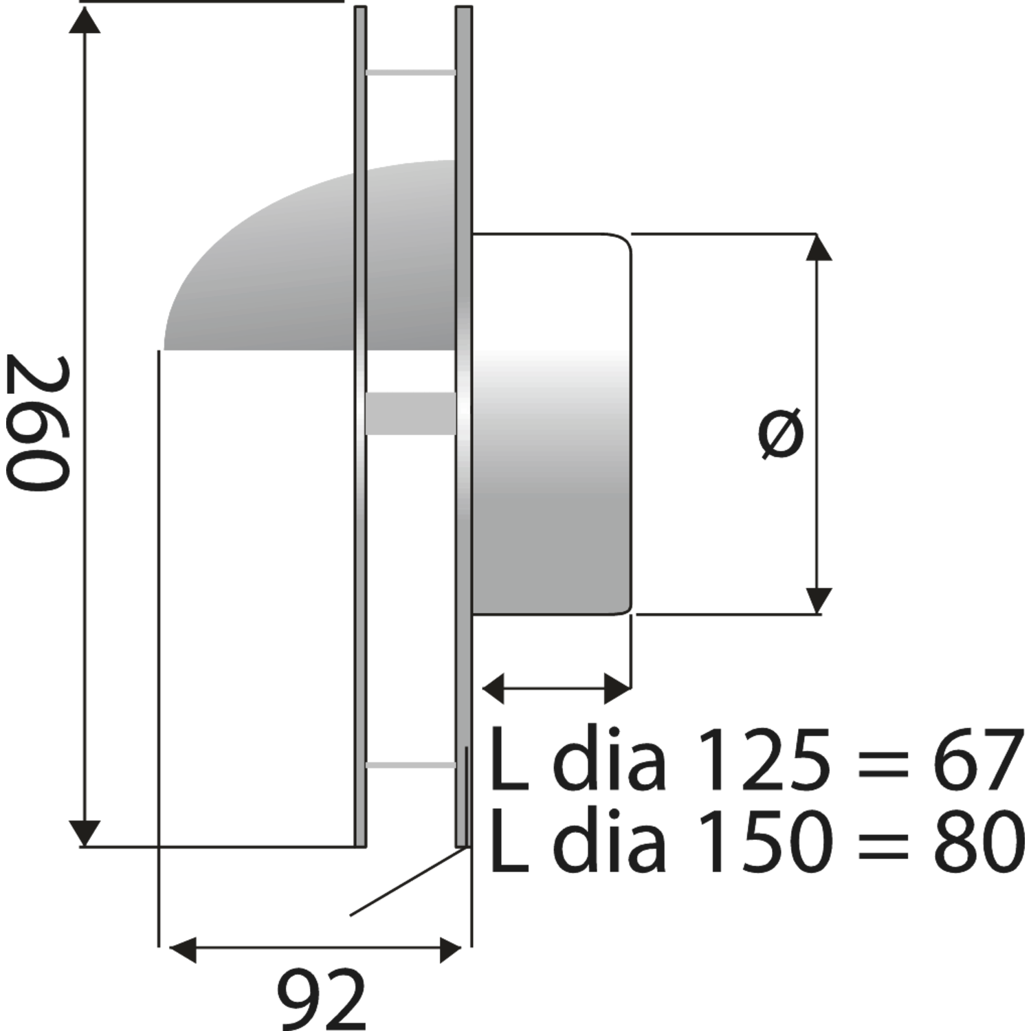 Paneir kappa jalousie inox/blanc d.150mm 
