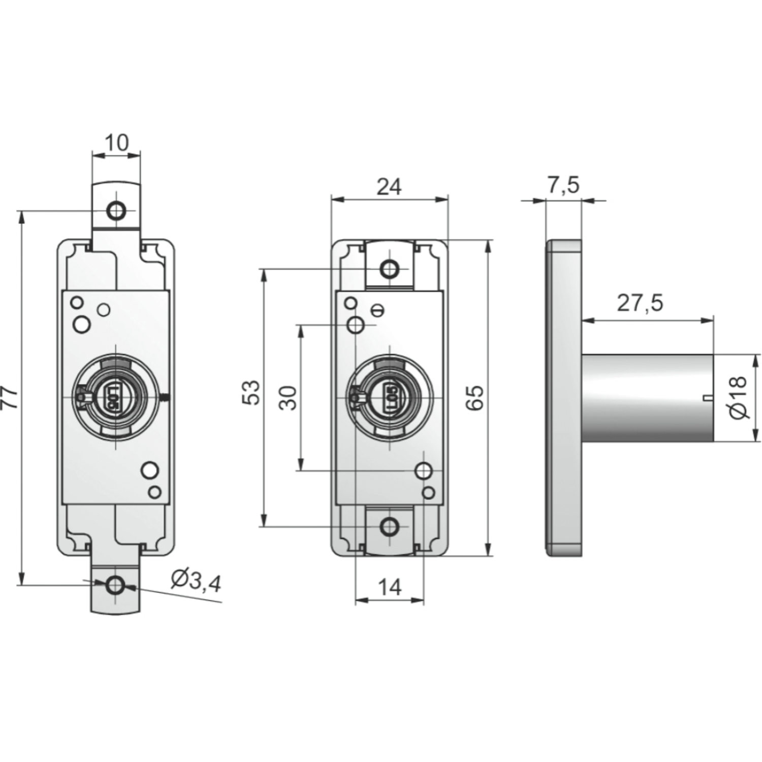 Serrure à crémone à cylindre VCS 18.2 pour tirroir