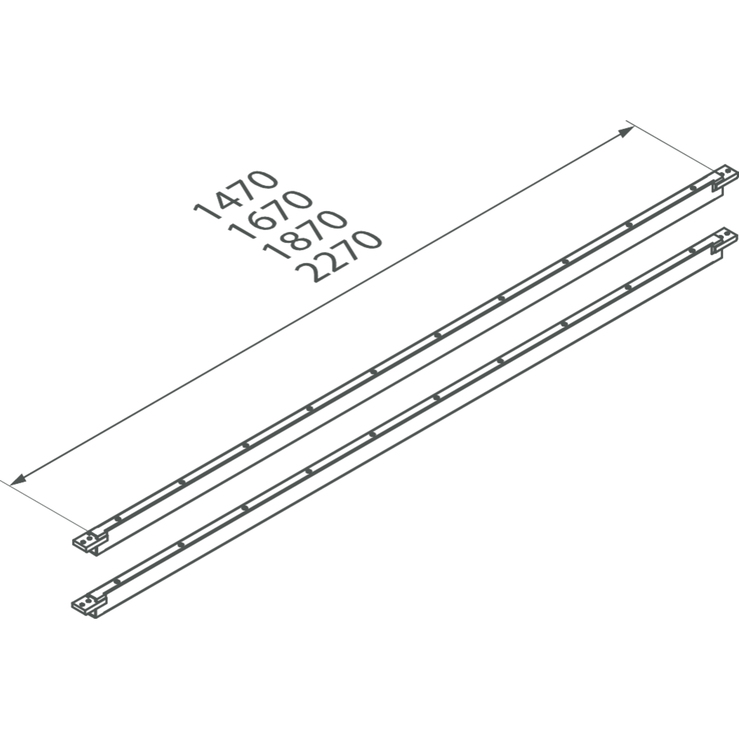 U-poot verbindingsbalken (2st) chroom l=1470mm