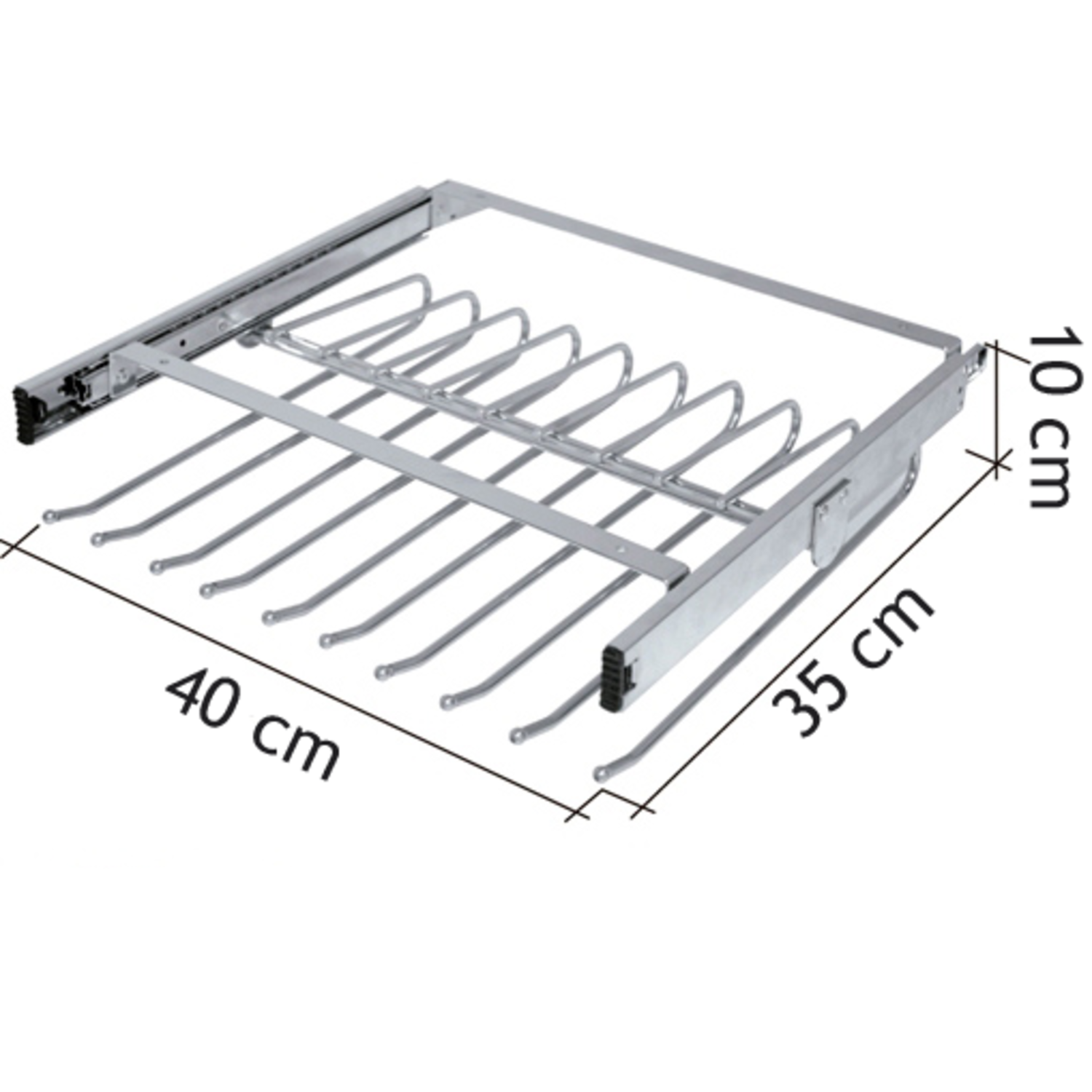 Uitschuifbare broekenhouder 390mm chroom