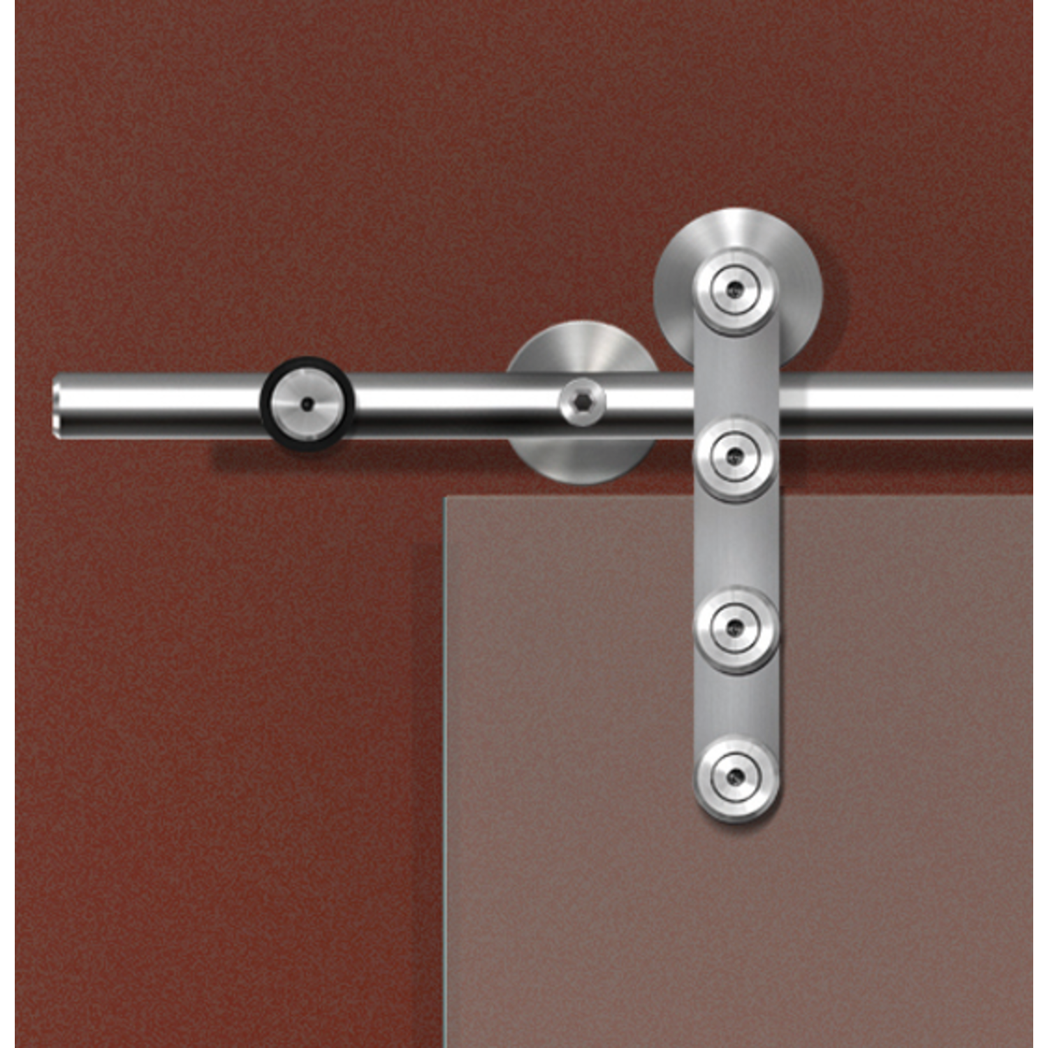 Flatec IV glasschuifdeurset RVS 100kg l.2540mm voor deurbladbreedte 1130-1250mm
