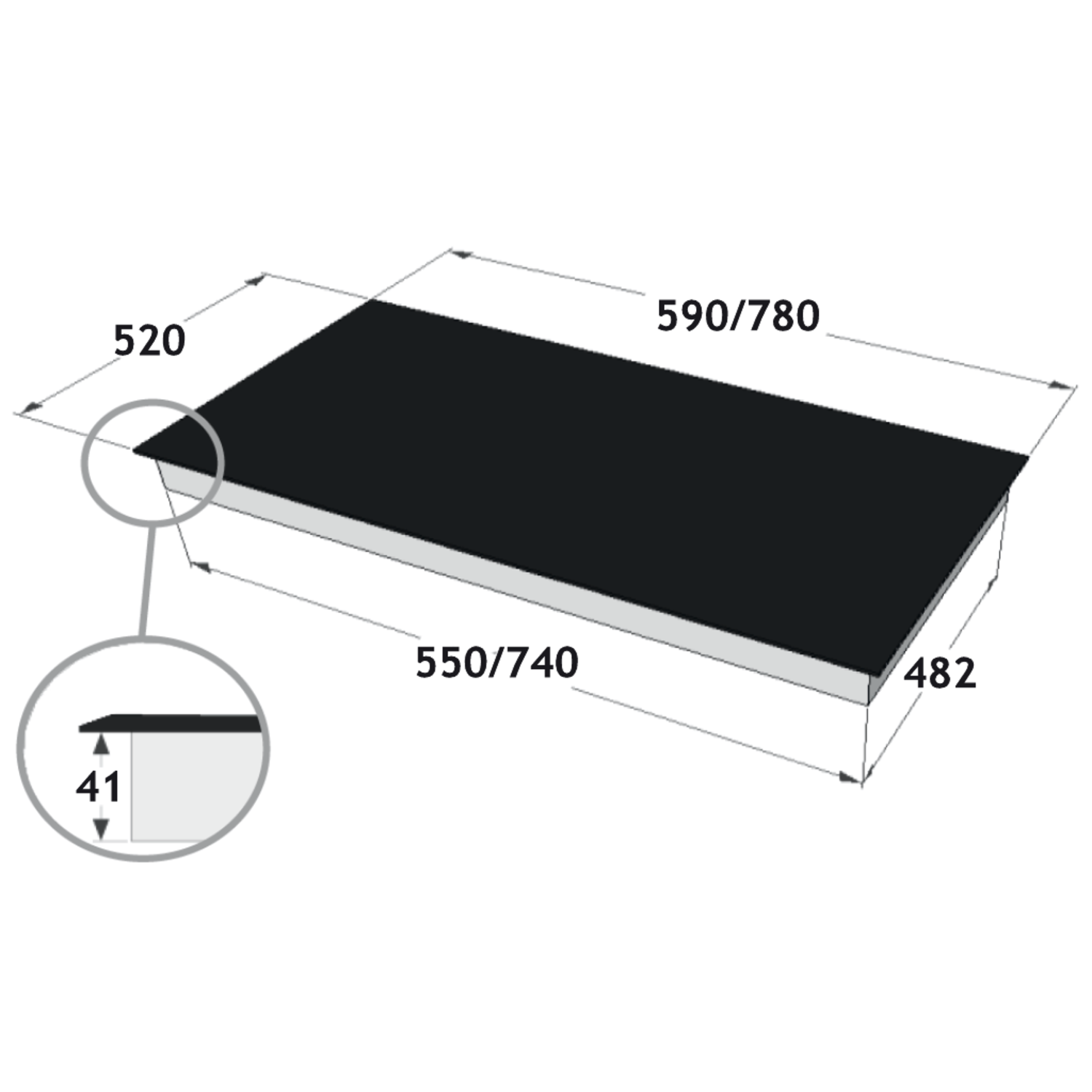 Novy vitrocéramique Comfort 78 cm 