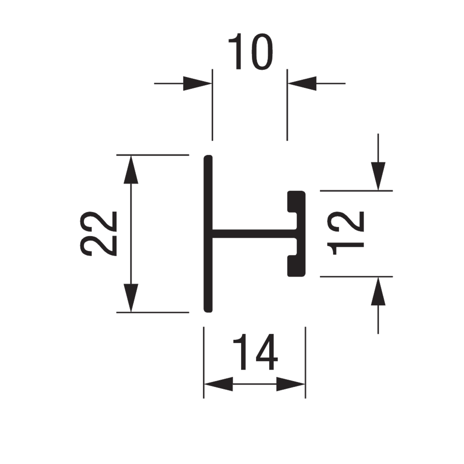 Horizontaal H-profiel PRH10V Terra 4m alu zilver