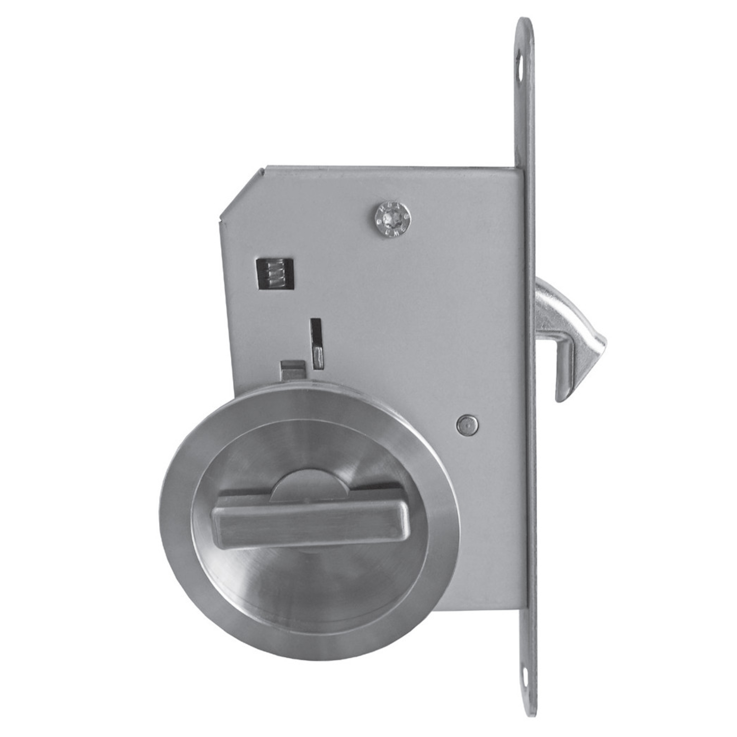 Serrure a crochet avec cuvette d.64.5 inox 