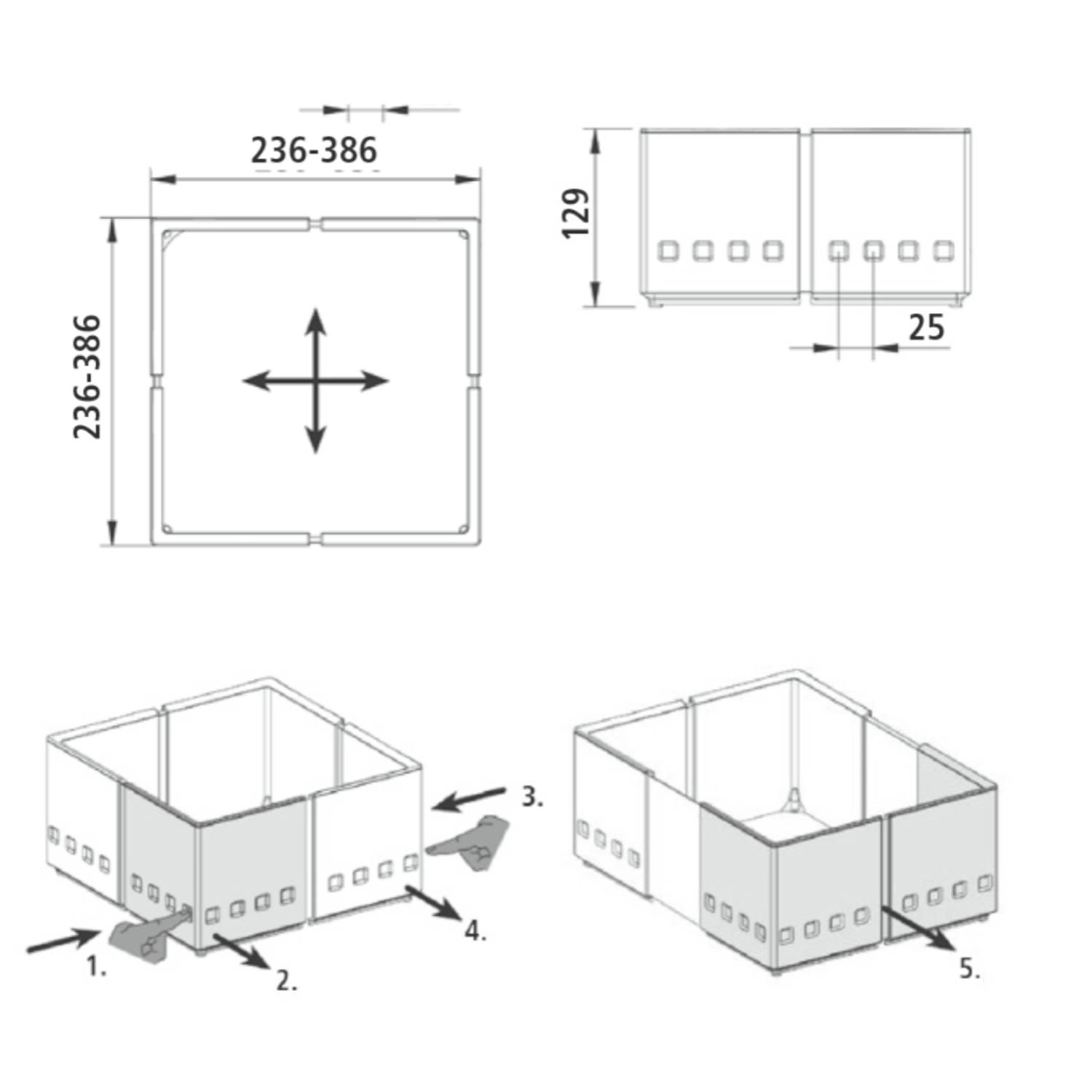 Ninka cuisioflex ladeindeling grijs (set van 2 st)