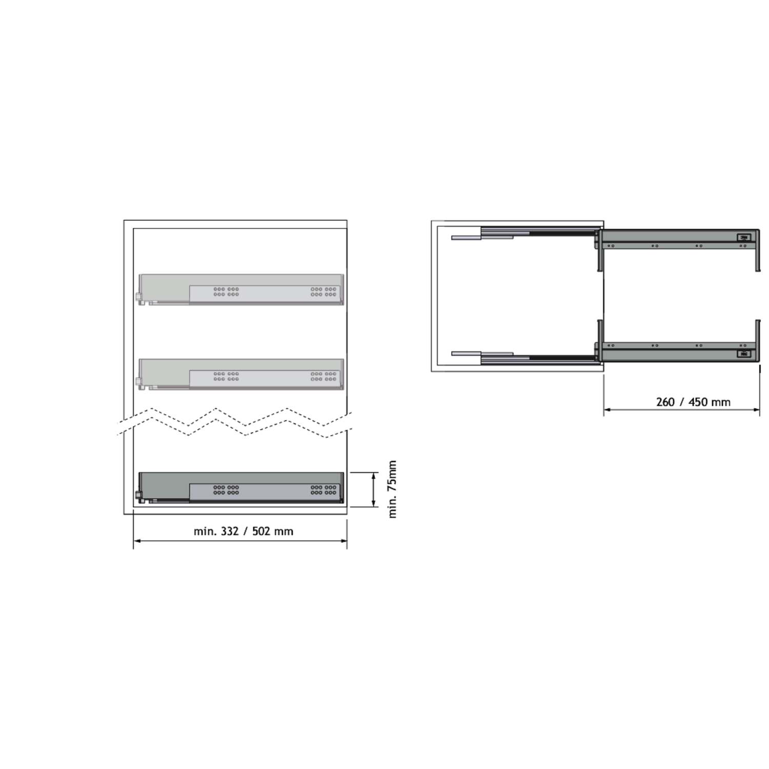 Chic line set tiroir anthracite h.75 p.322mm 