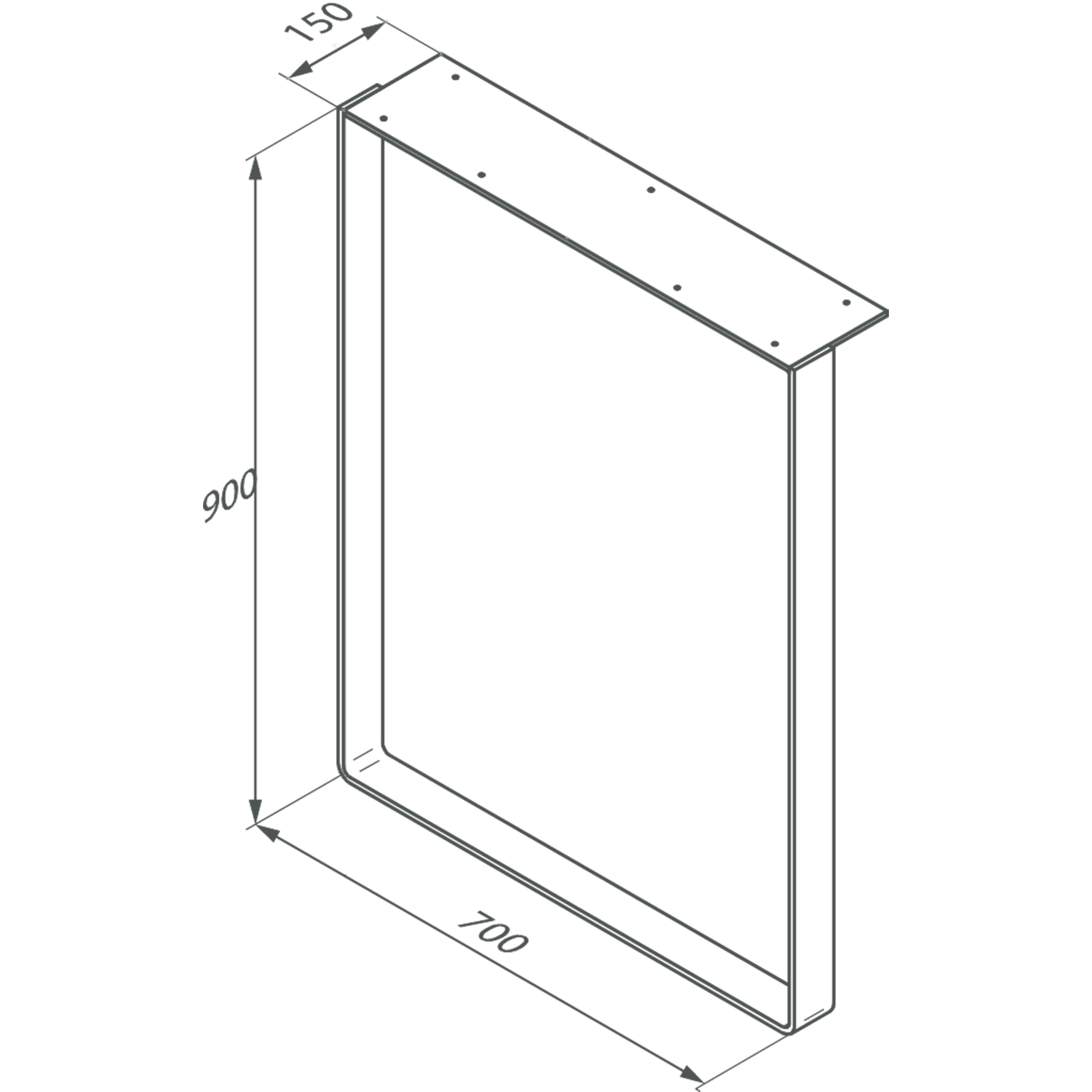 U-poot aanbouwtafel chr. h=900mm/b=700mm