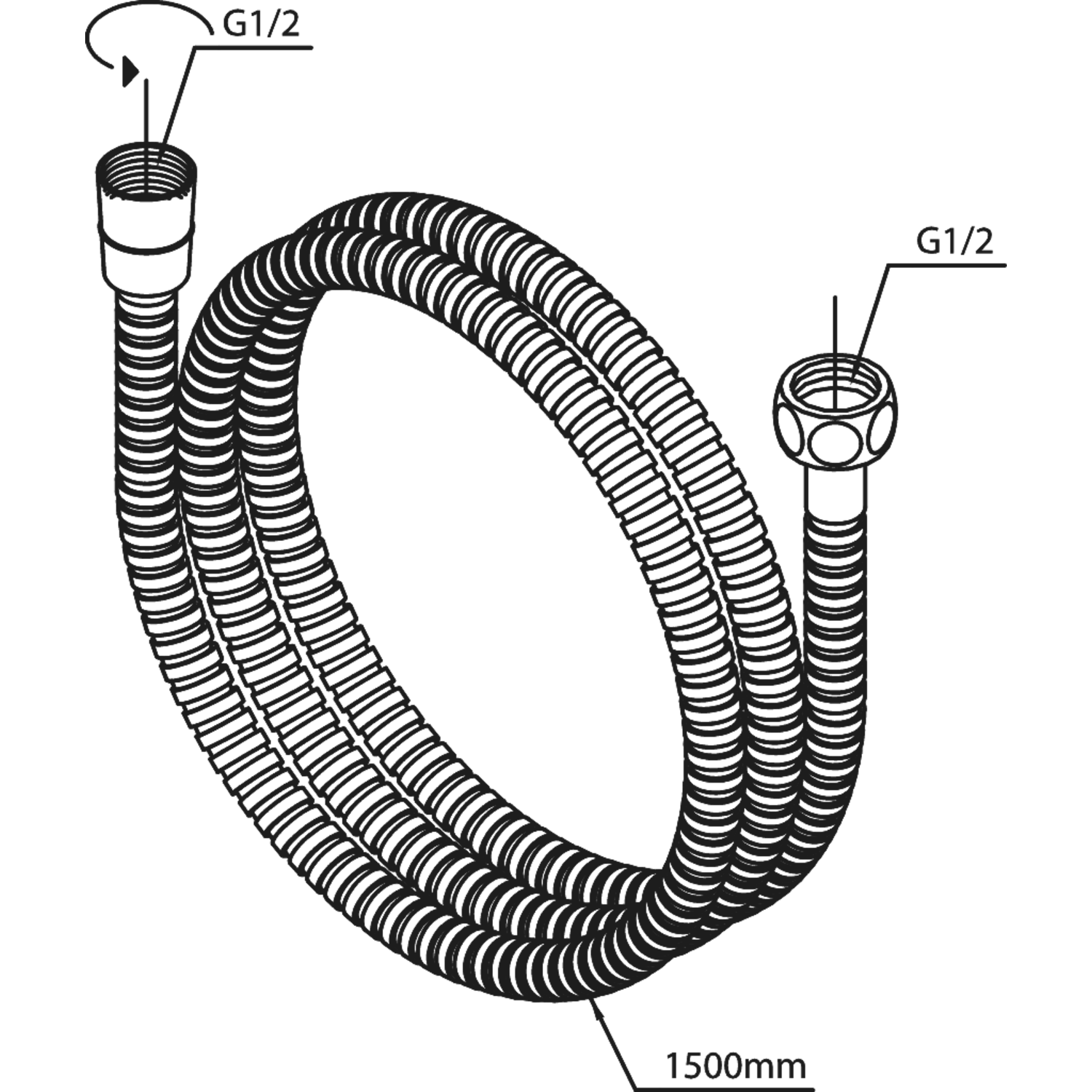 Damixa flexible douche 150cm chrome 