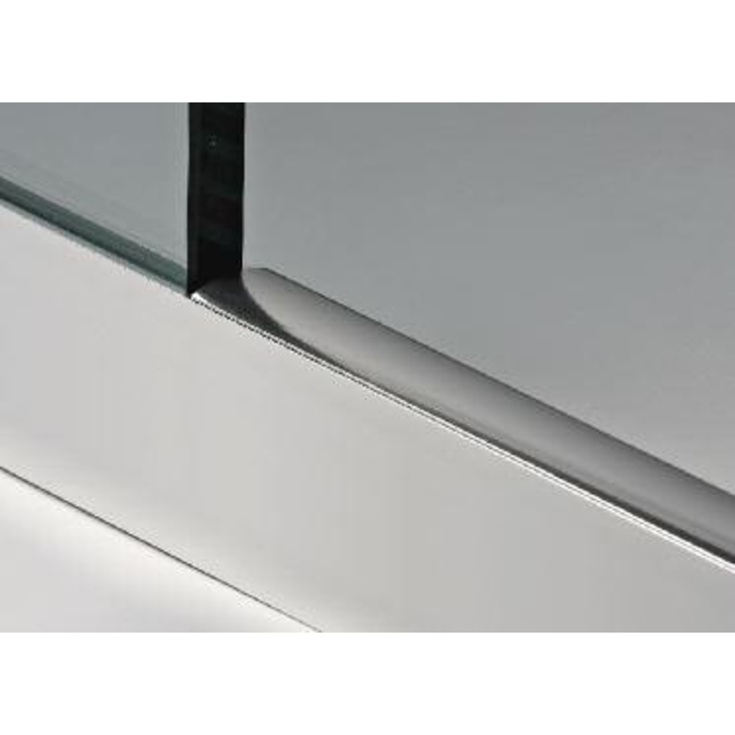 Bovenprofiel met boogvorm, B16 H13.5 L1498, aluminium met geborsteld rvs effect