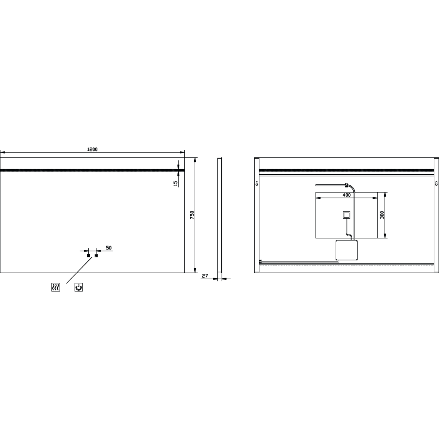 Miroir 1200x750 led haut+kelvinch.+chauff 