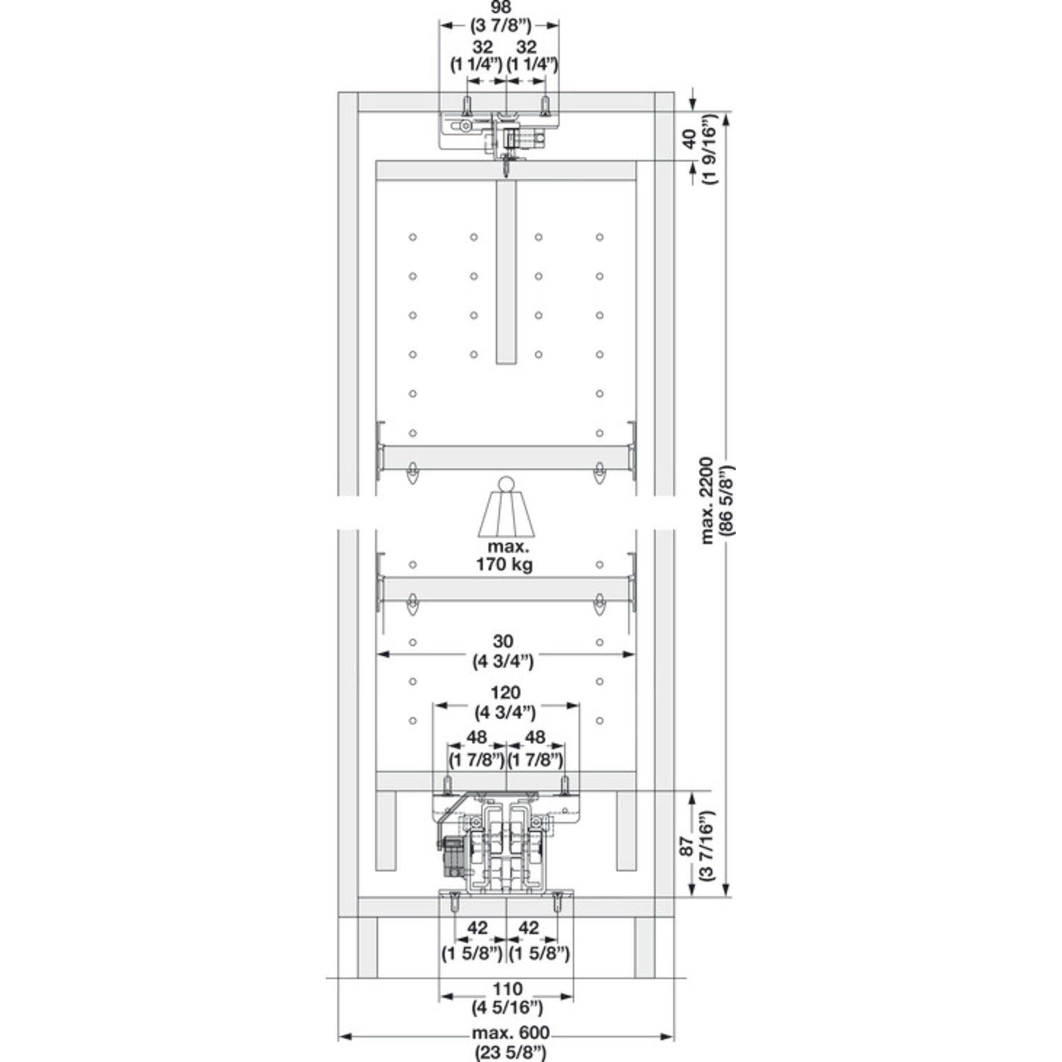 Hawa 61.3017.371 Forte 980mm 170kg grijs