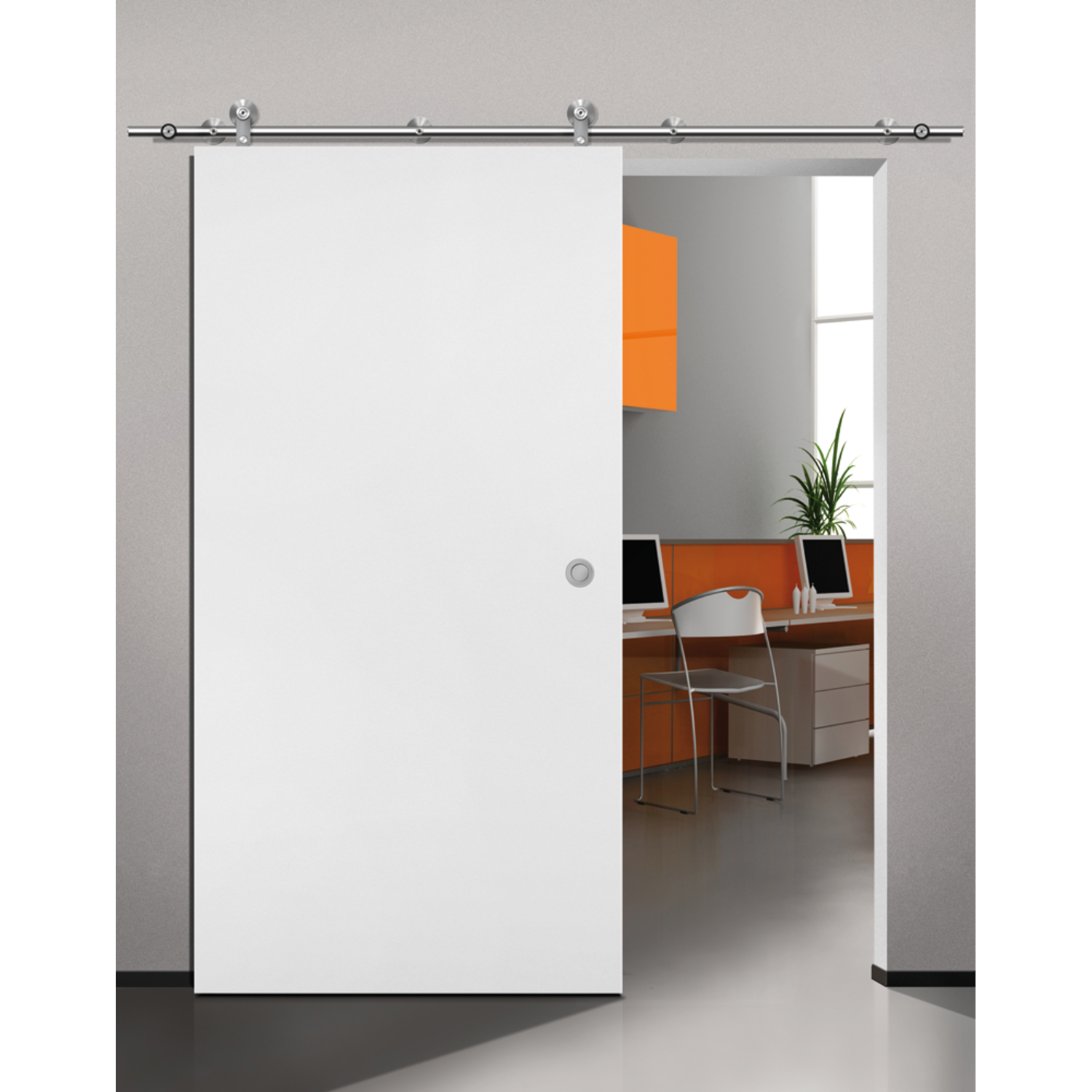 Flatec V set coulissant inox 100kg l.2100mm pour largeur de porte 910-1000mm
