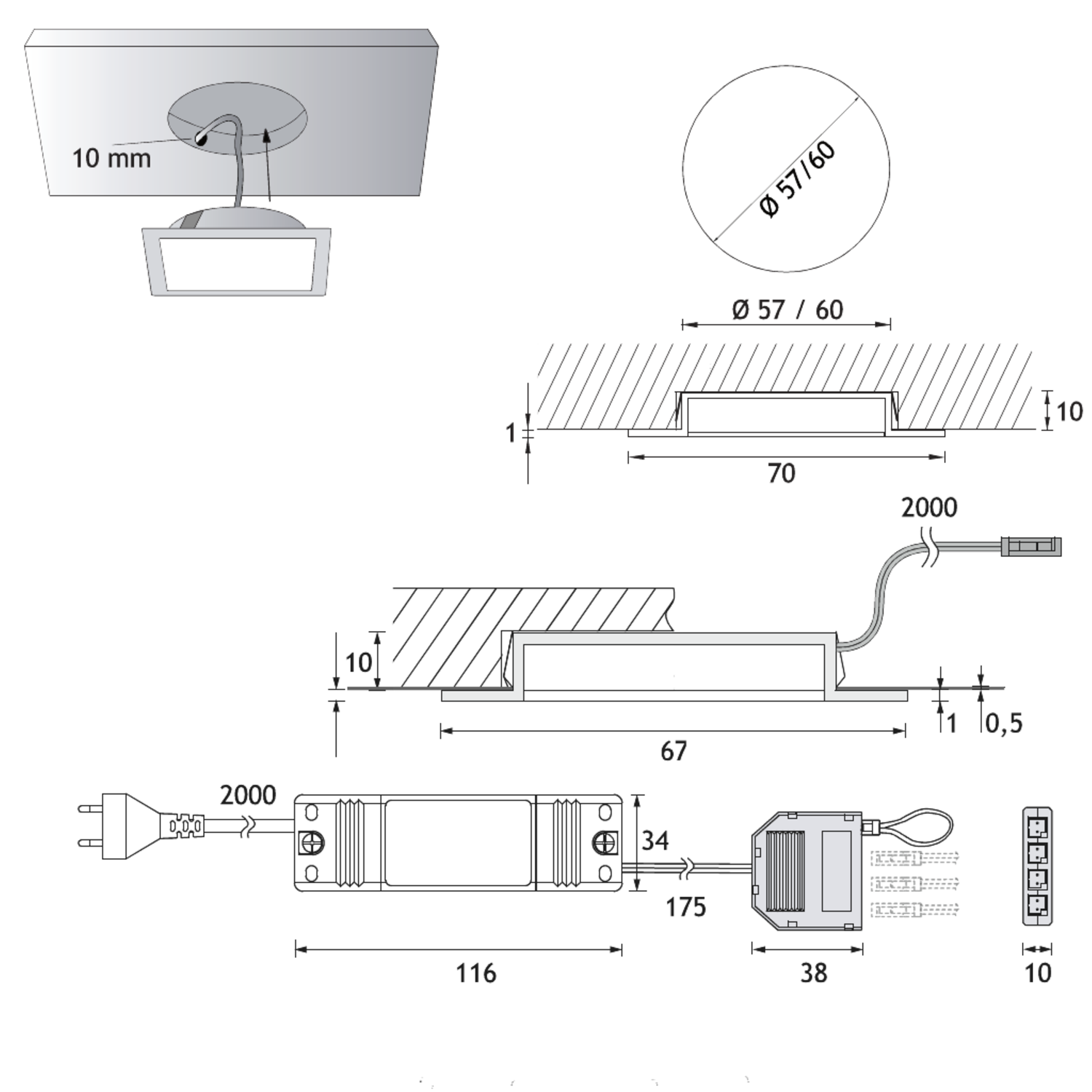 Set Sun Quadro spot led 24V