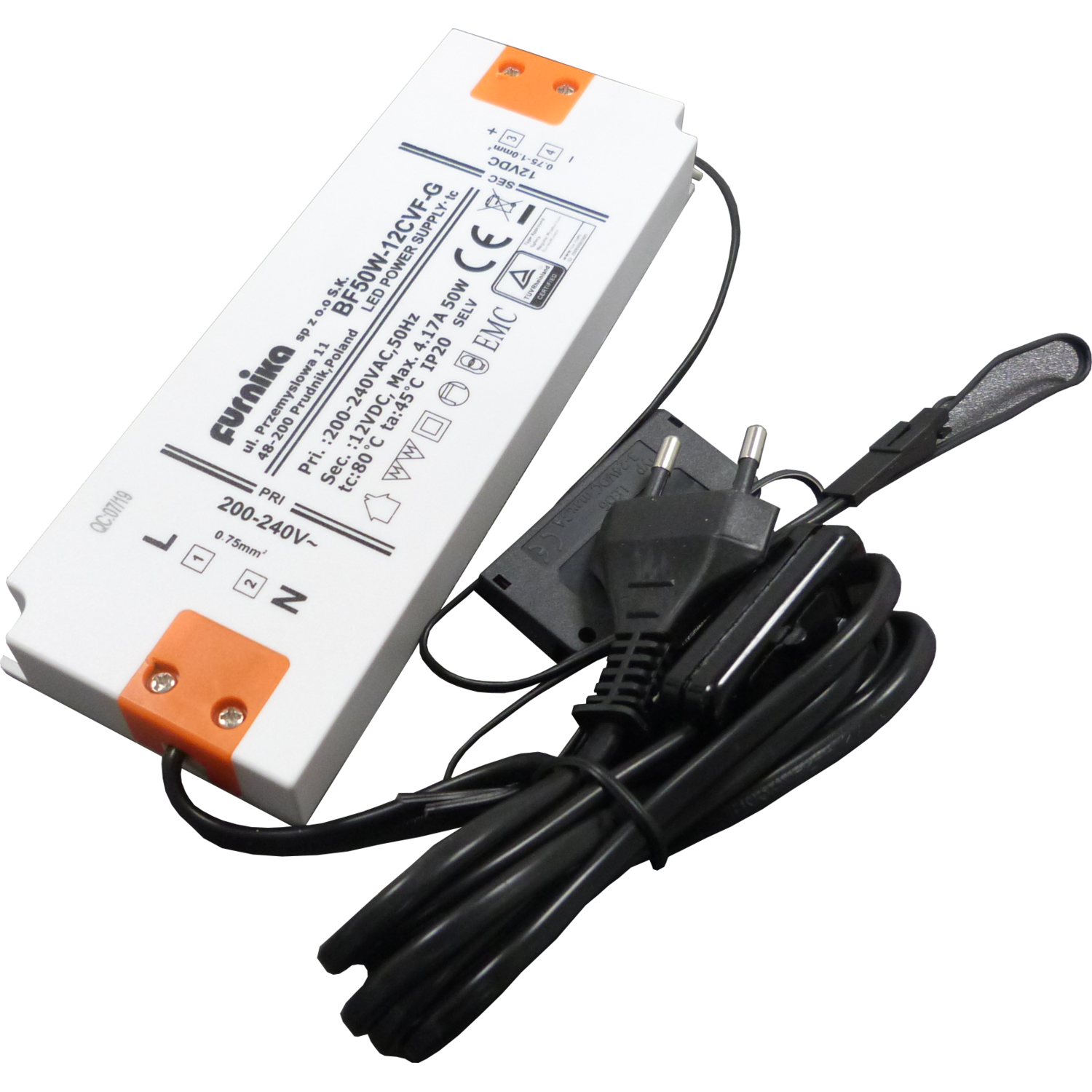 Led transfo 50 W 185x67x18mm+6x verdeler