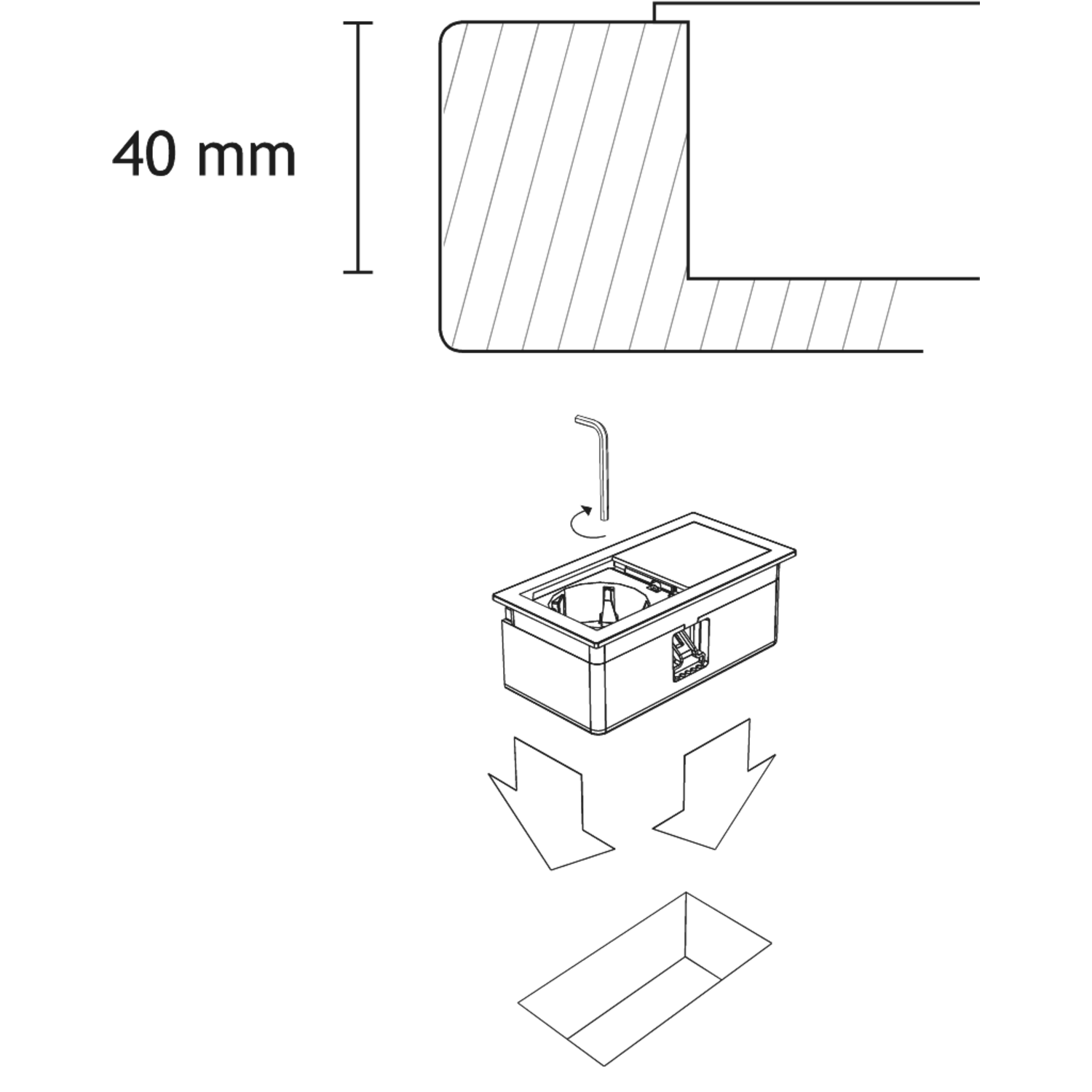 Versahit inox 1 prise inox b/f + câble 2000mm 