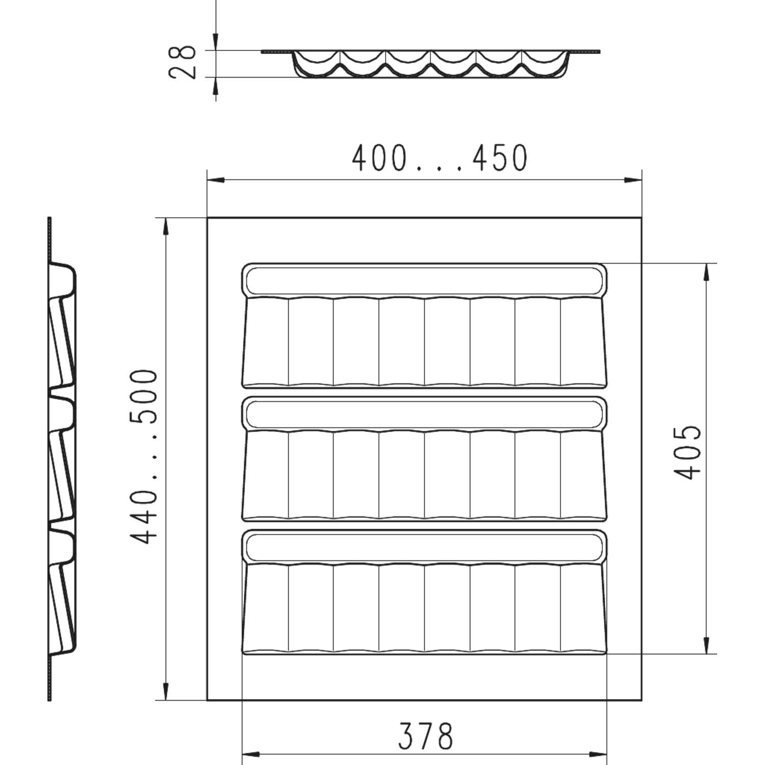Basic kruidenlade k 50 cm leigrijs 450 x 500 mm