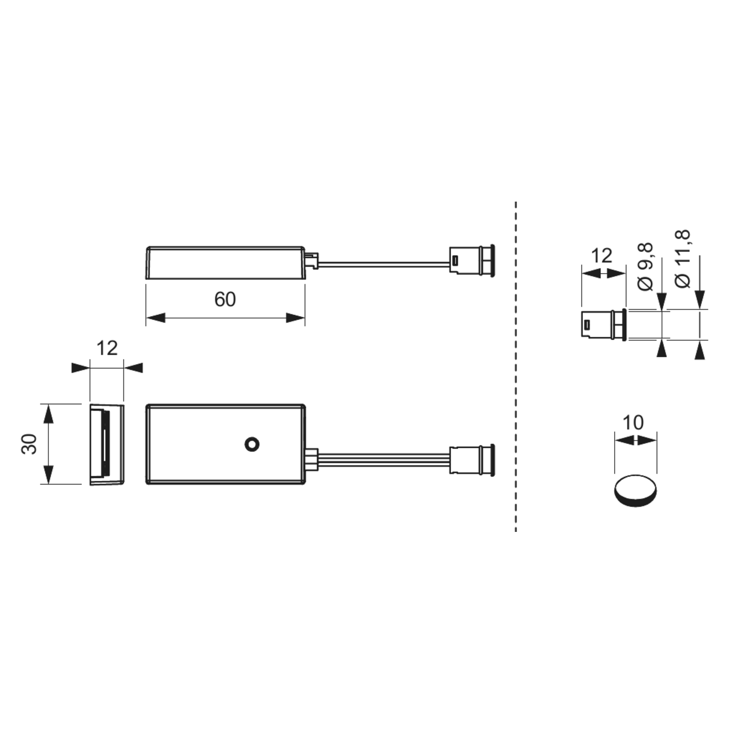 Led IR ontvanger + 1 sensor 24V max 72w