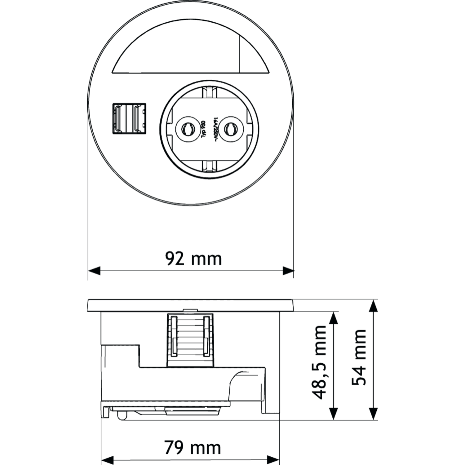 Evoline cercle 80 nl-d-l + usb blanc 