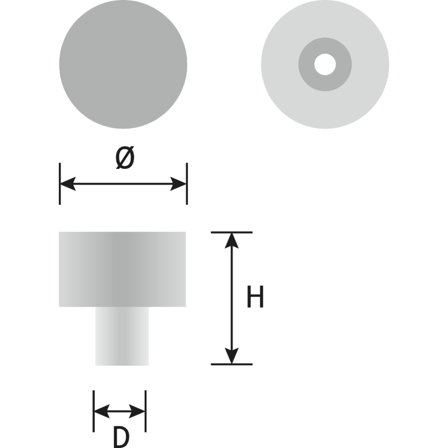 Knop 33mm alu geribbeld mat zwart