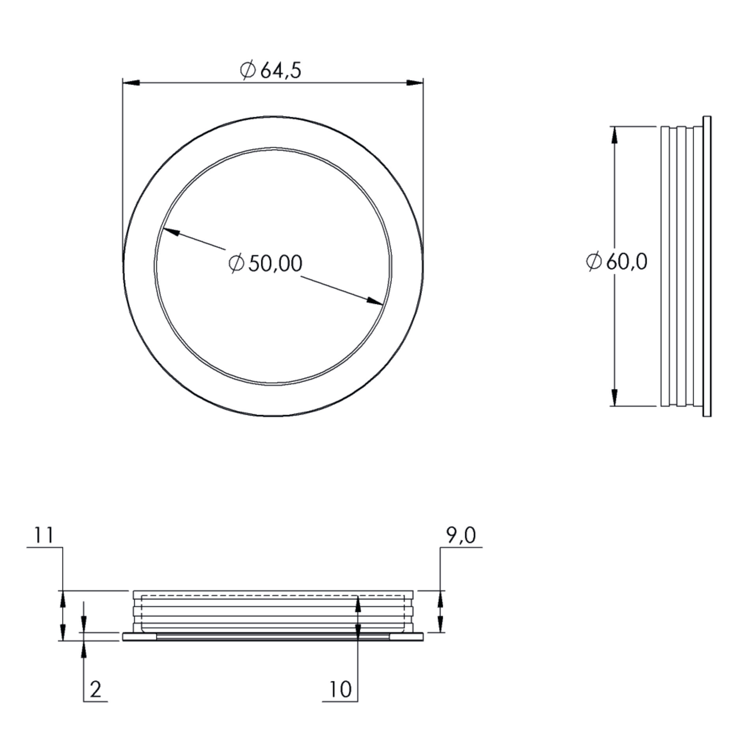 Cuvette a entailler rond d.64.5 noir 